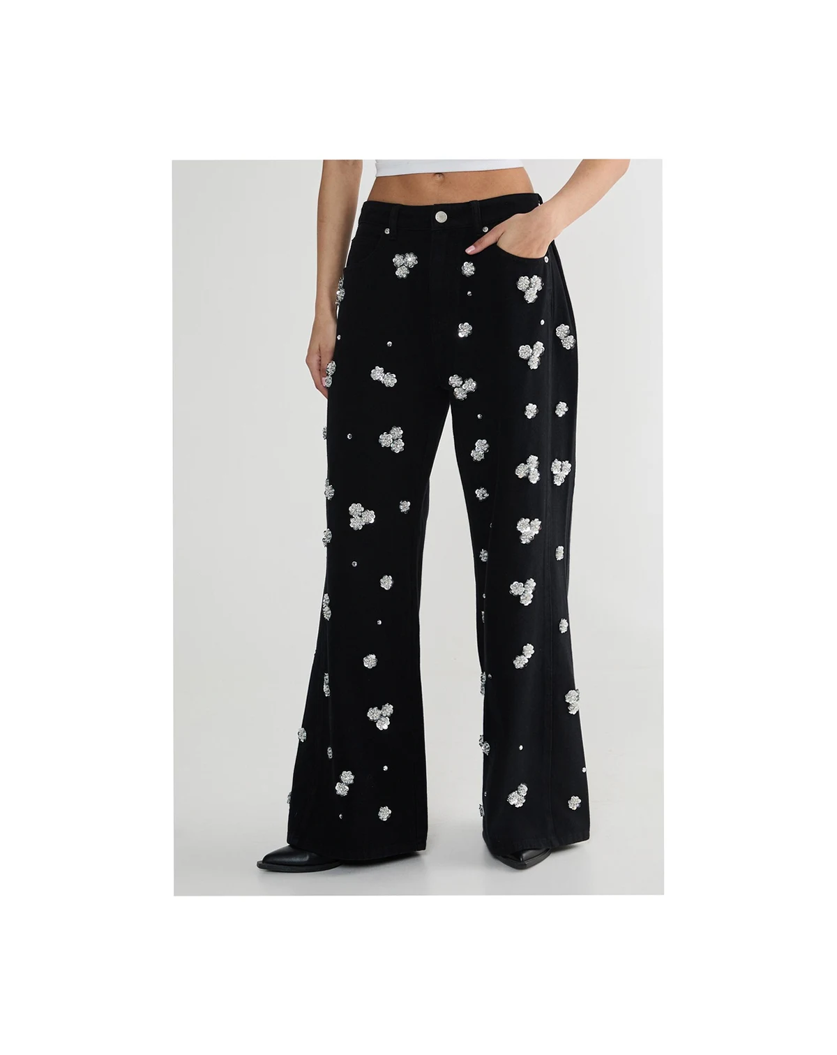 Limited Embellished Flower Applique Jean