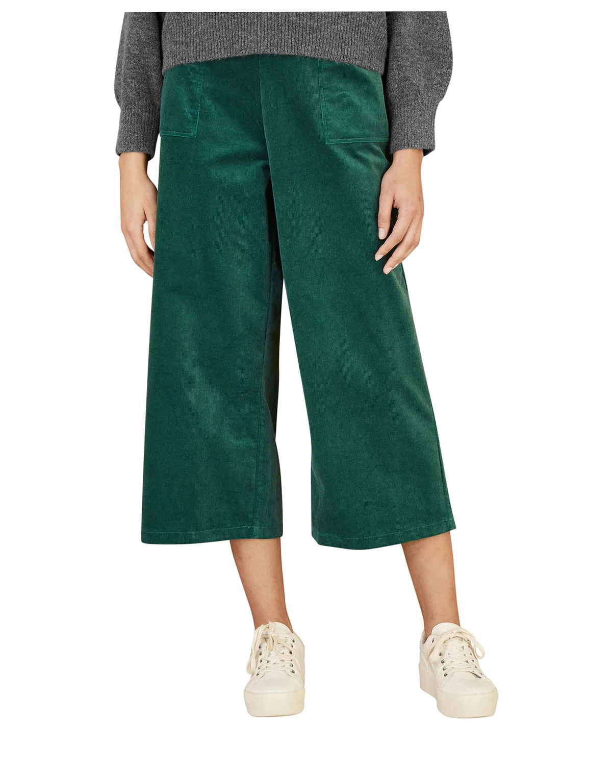 Women's Cord Cropped Wide Leg Pants