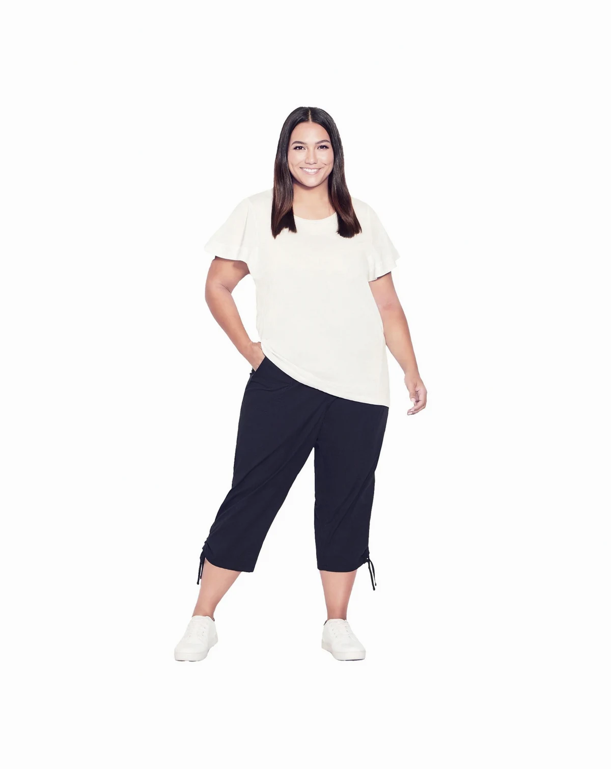 Women's Plus Size Cotton Cinch Capri