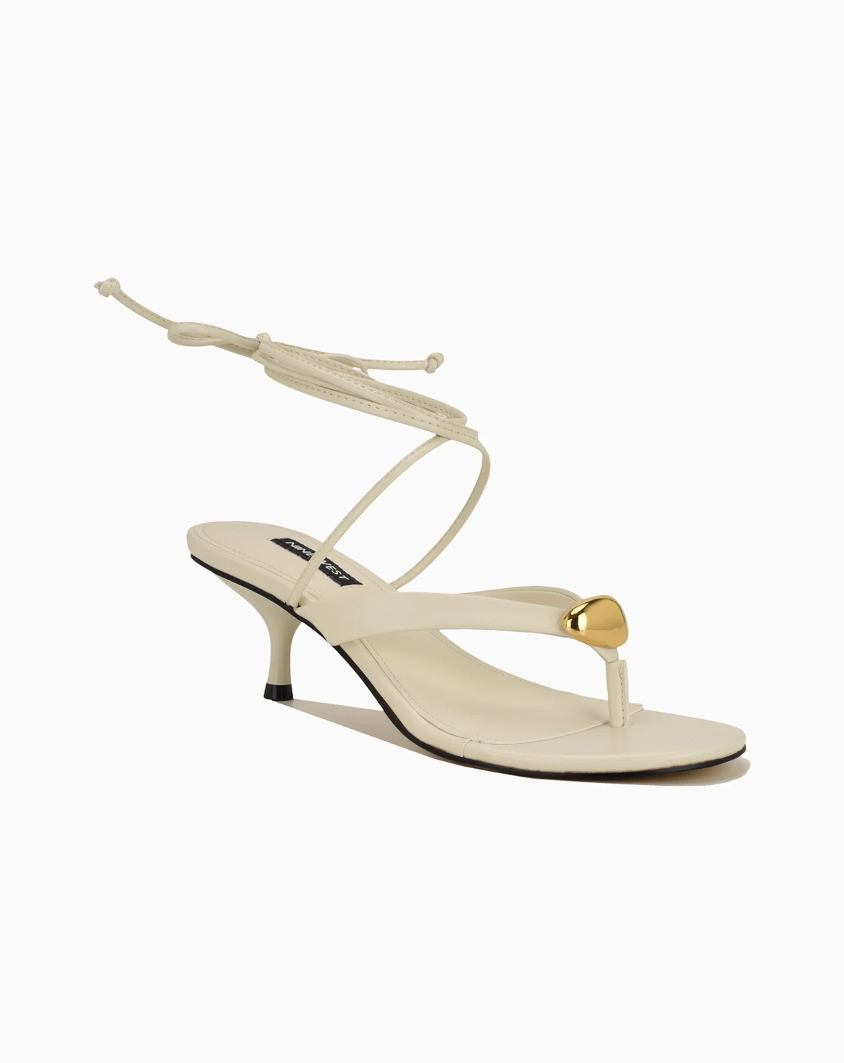 Women's Batty Ornamented Thong Tie-Up Kitten Heel Sandals