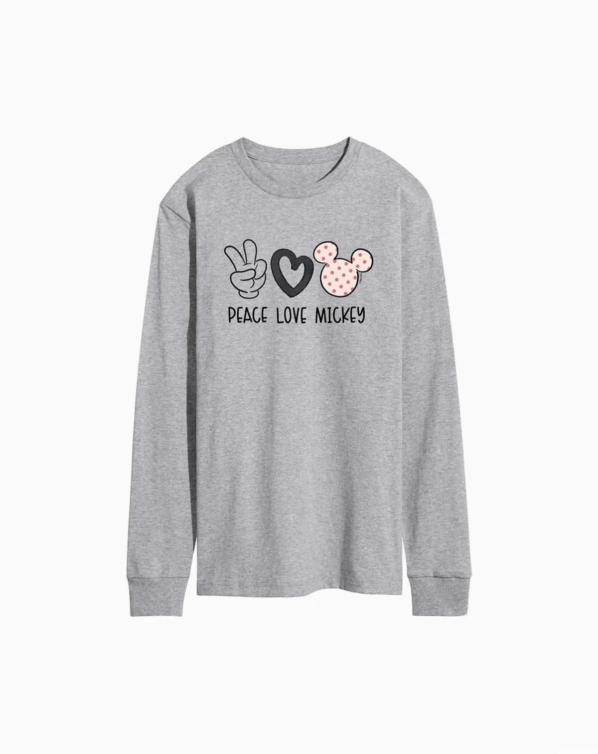 Men's Disney Peace Love Mickey Printed Long-Sleeve Graphic T-Shirt
