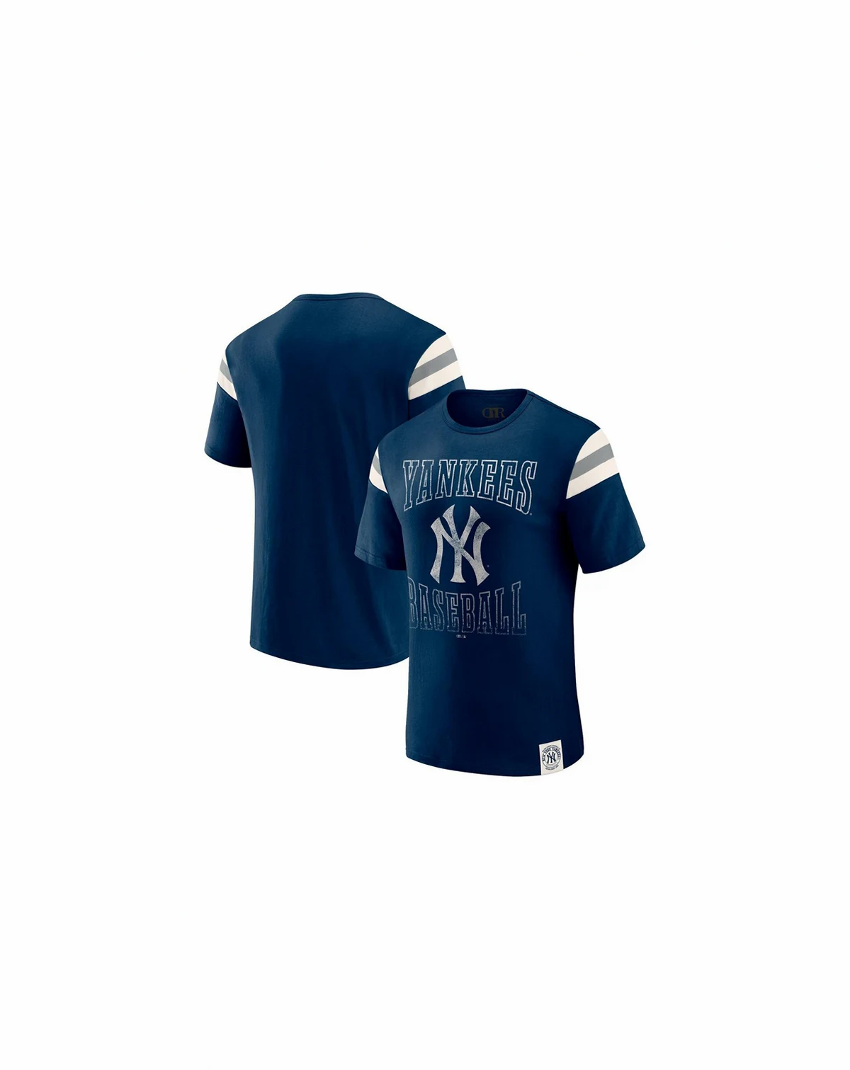 Darius Rucker Collection by Men's Navy New York Yankees Distressed Sleeve Stripe T-Shirt