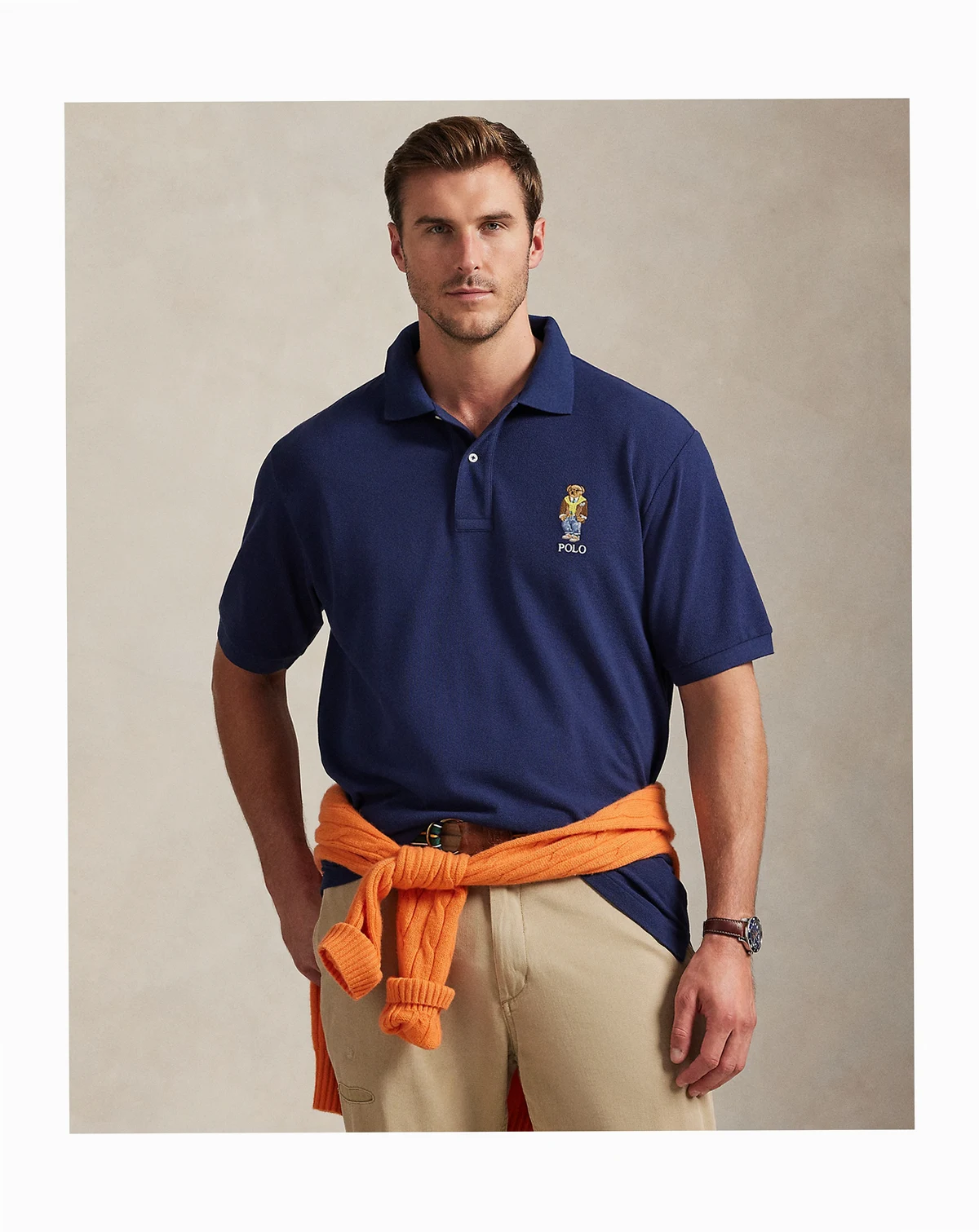 Men's Big & Tall Bear Embroidered Polo Shirt