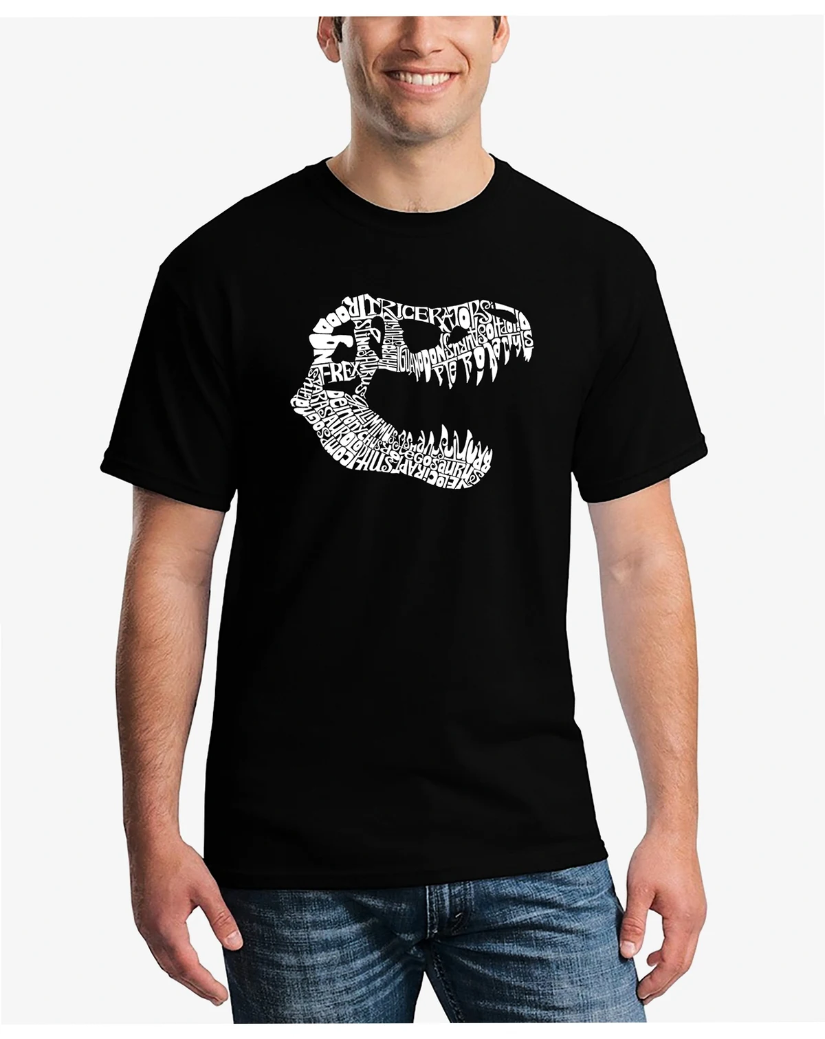 Mens Word Art T-Shirt - T-Rex Skull
