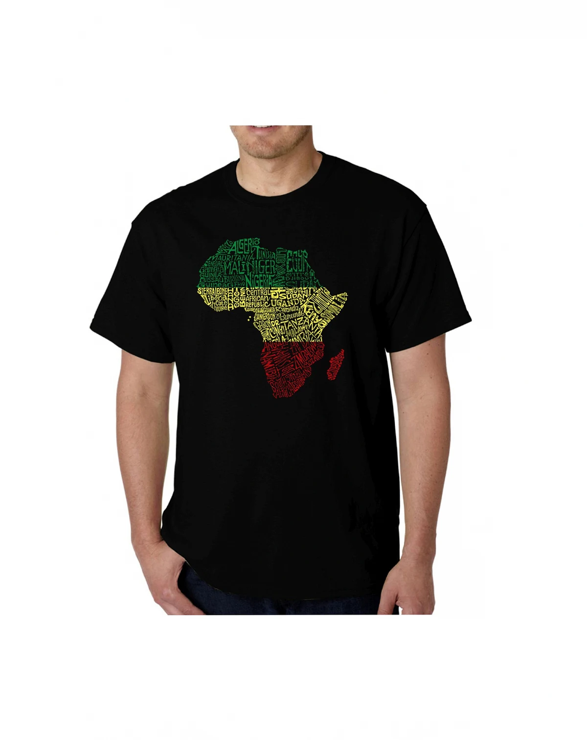 Men's Word Art - Countries in Africa T-Shirt