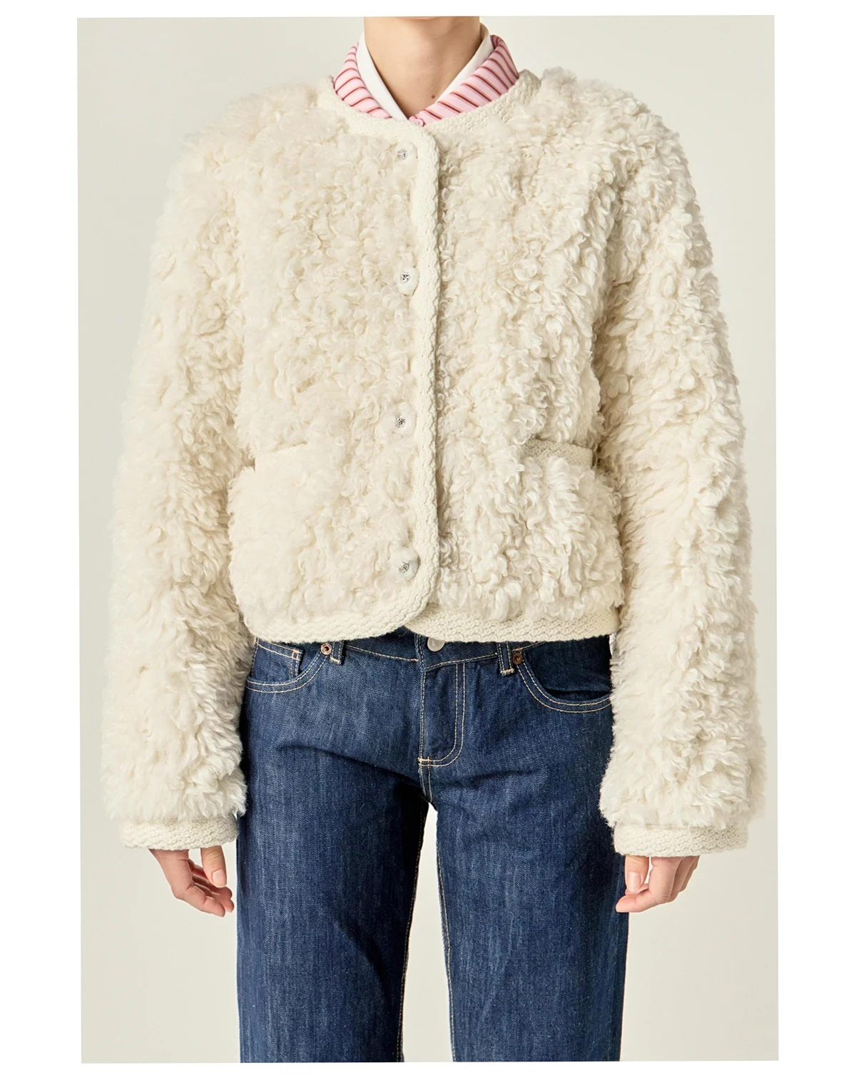 Women's Knit Trim Teddy Jacket