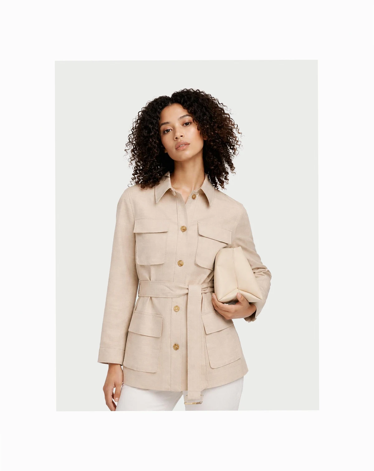 Women's Belted Cashmere Safari Jacket Taupe