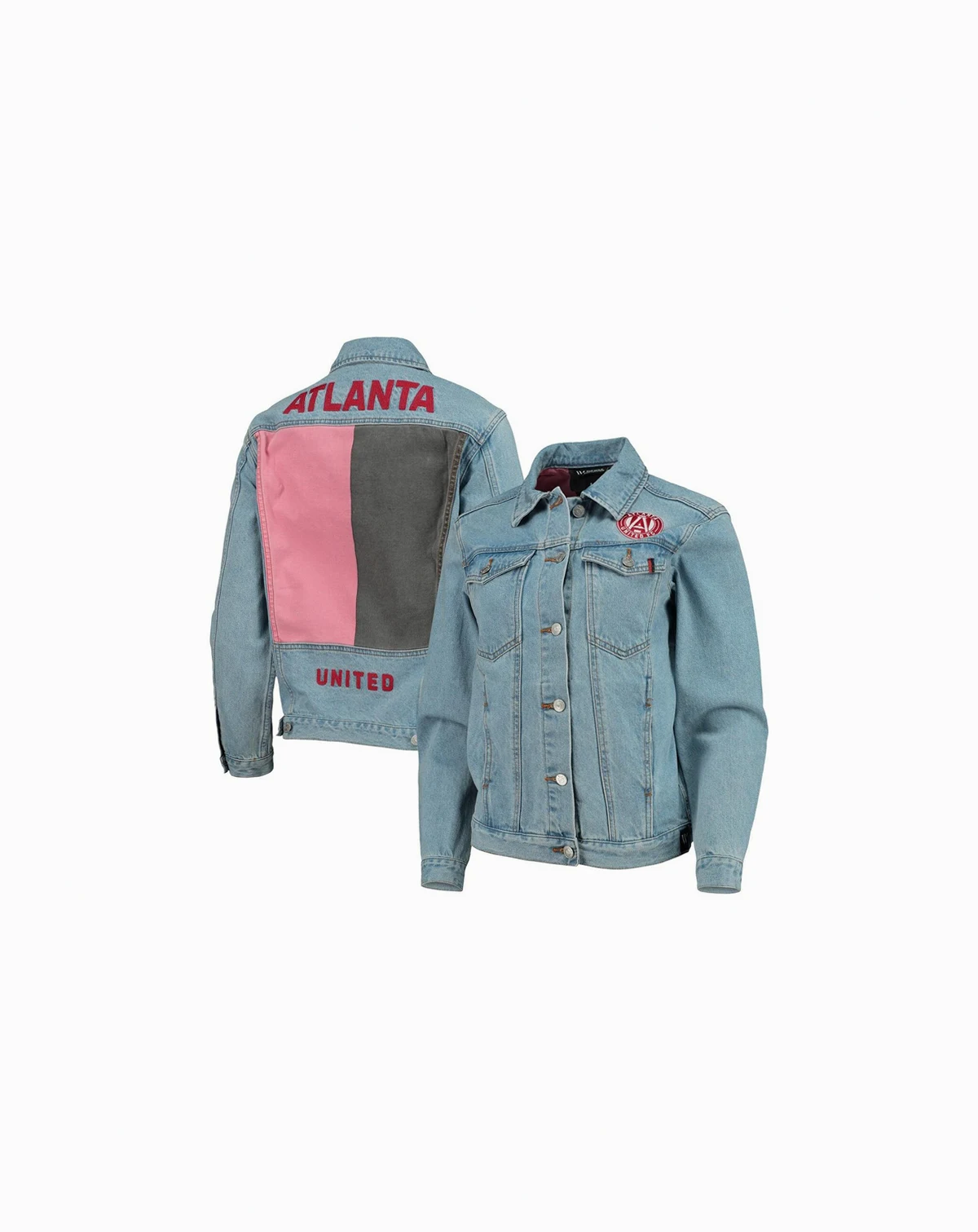 Women's Blue Atlanta United FC Print Denim Button-Up Jacket