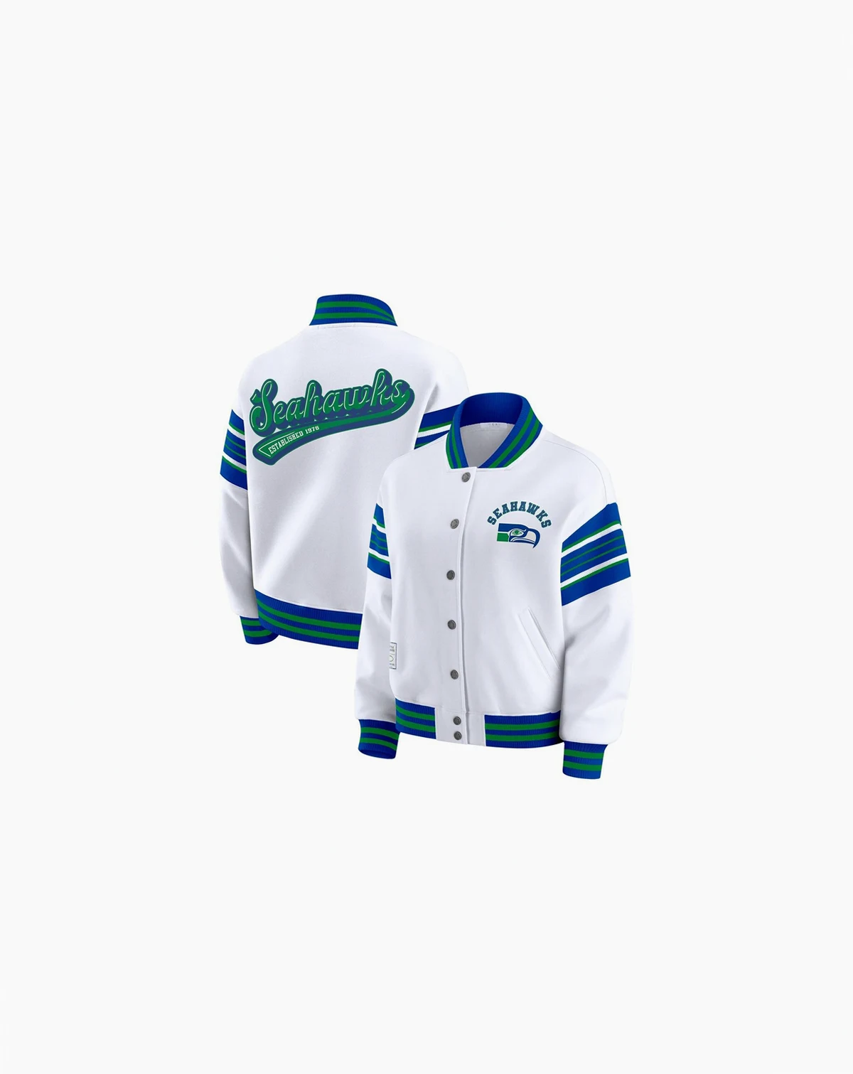 Women's White Seattle Seahawks Full-Snap Fleece Sweatshirt Jacket