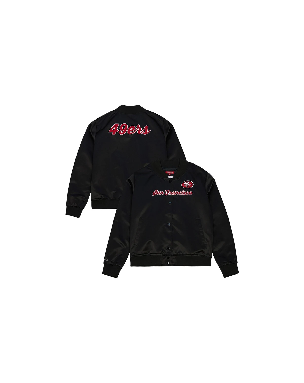 Women's Black San Francisco 49ers Full-Snap Satin Jacket