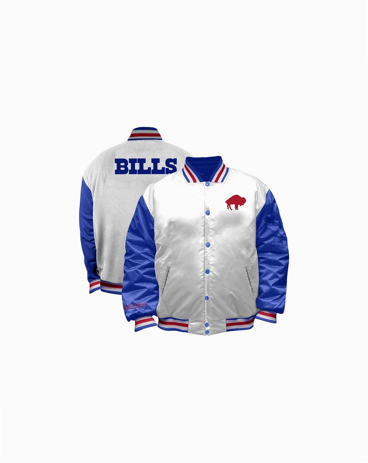 Women's White Buffalo Bills Throwback Plus Size Full-Snap Satin Jacket