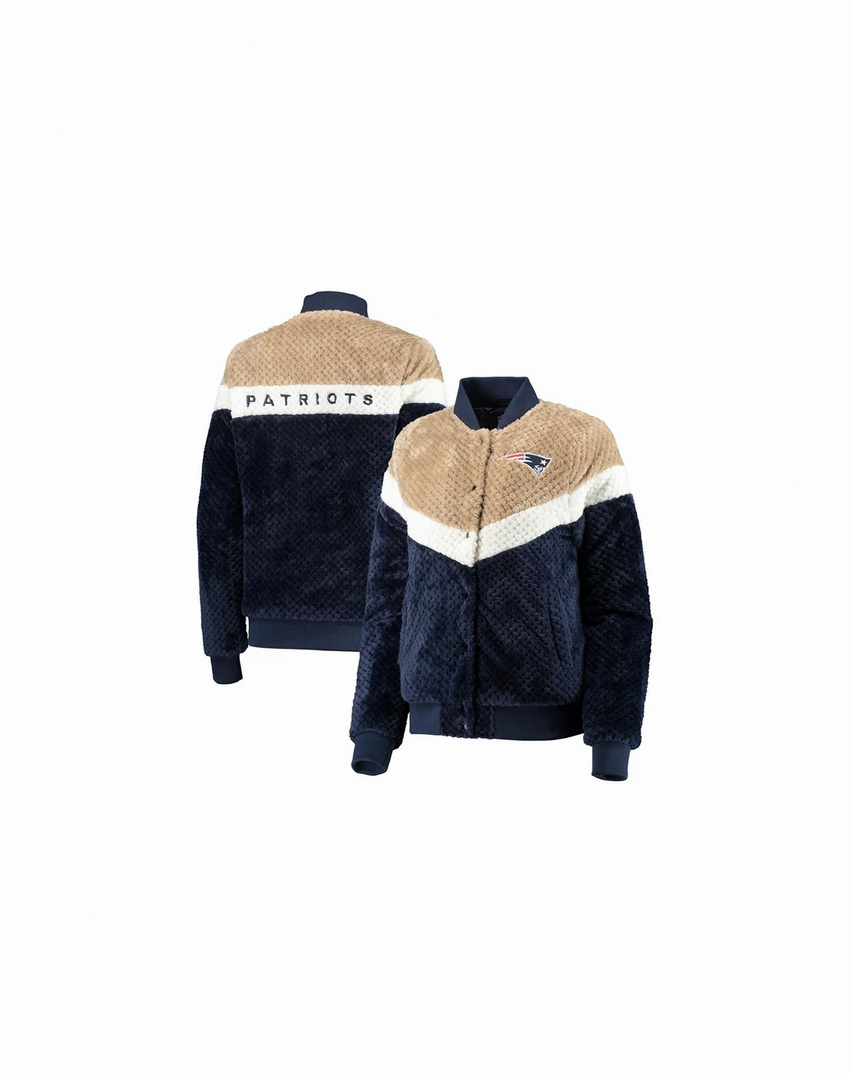 Women's Navy, Cream New England Patriots Riot Squad Sherpa Full-Snap Jacket