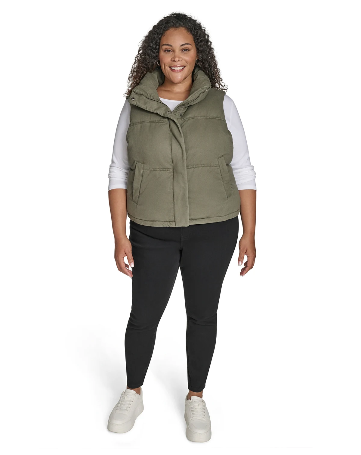 Plus Size Sleeveless Short Puffer Vest