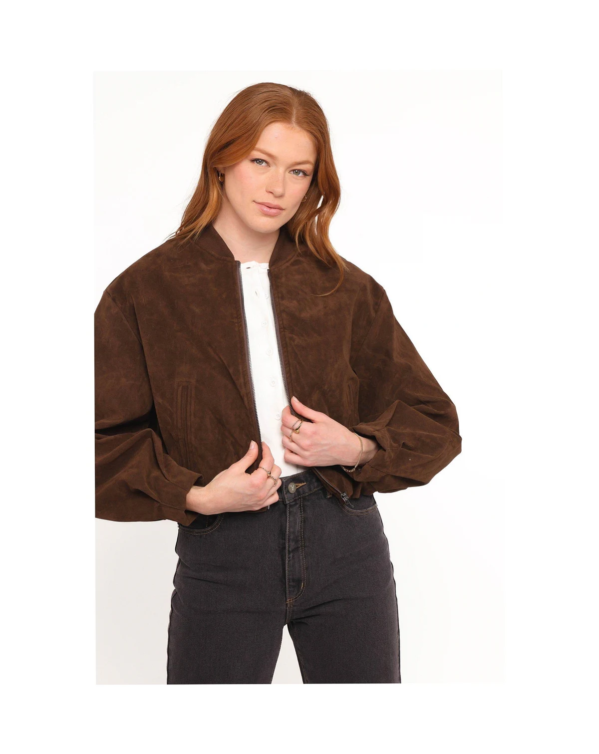 Women's Goldie Faux Suede Bomber Jacket