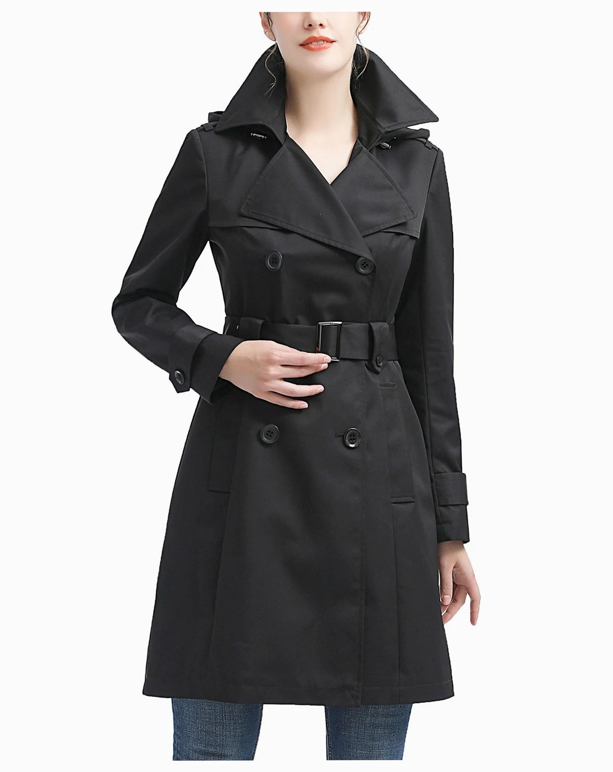Women's Hooded Water-Resistant Trench Coat