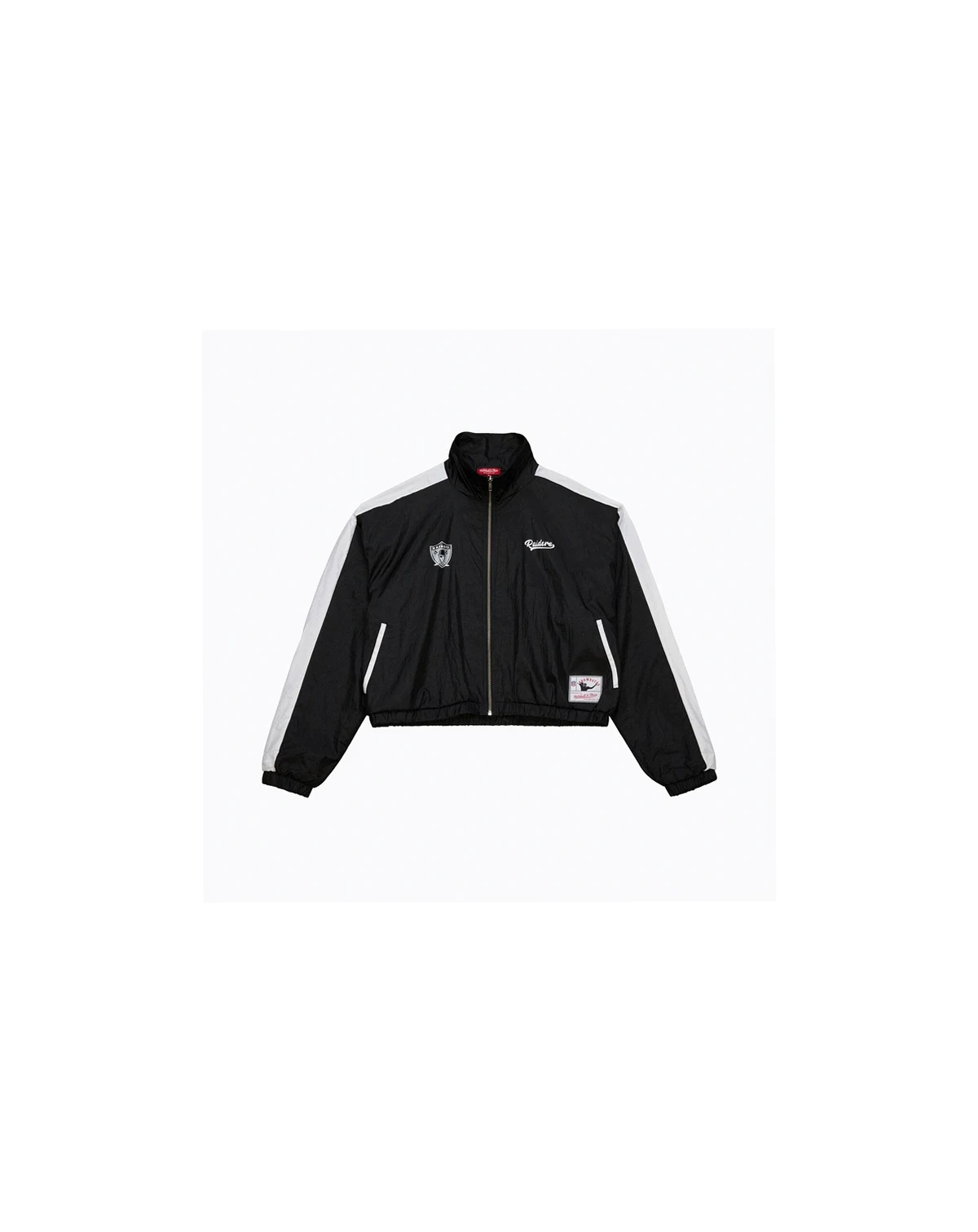Women's Black Oakland Raiders Nylon Cropped Full-Zip Jacket