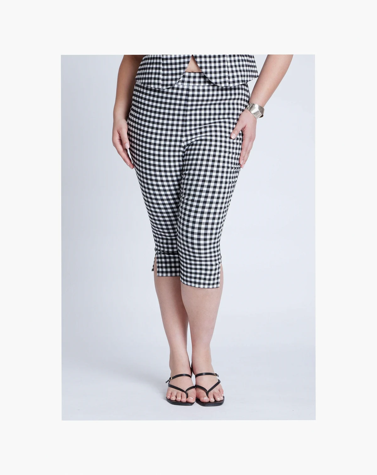 Women's Plus Size Gingham Capri Legging