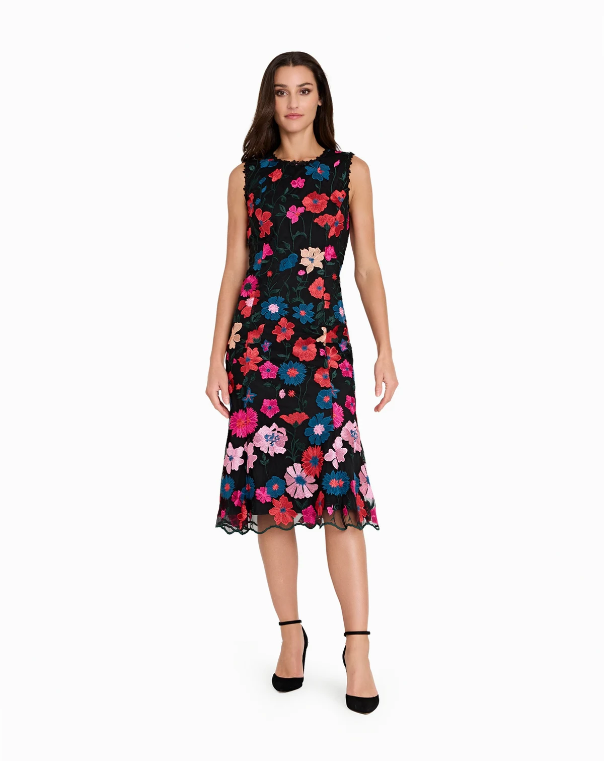 Women's Sleeveless Embroidered Short Mermaid Dress