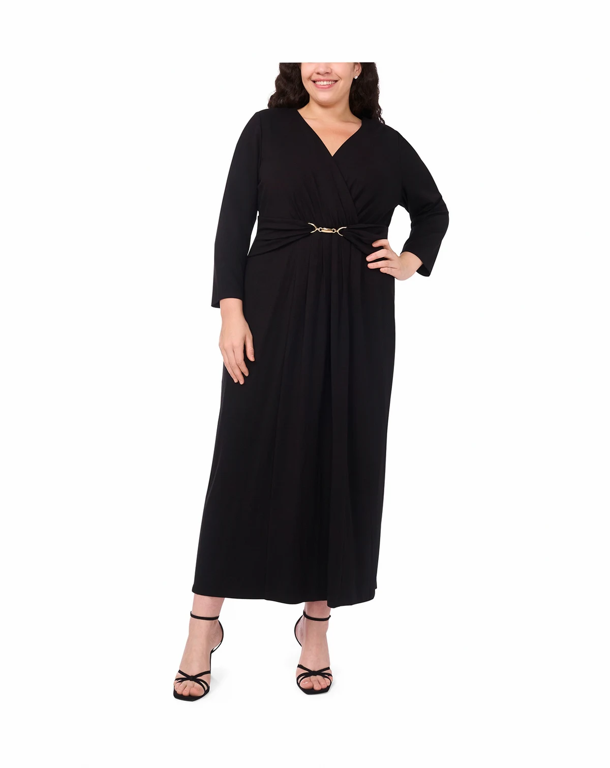 Plus Size Surplice Belted Maxi Dress
