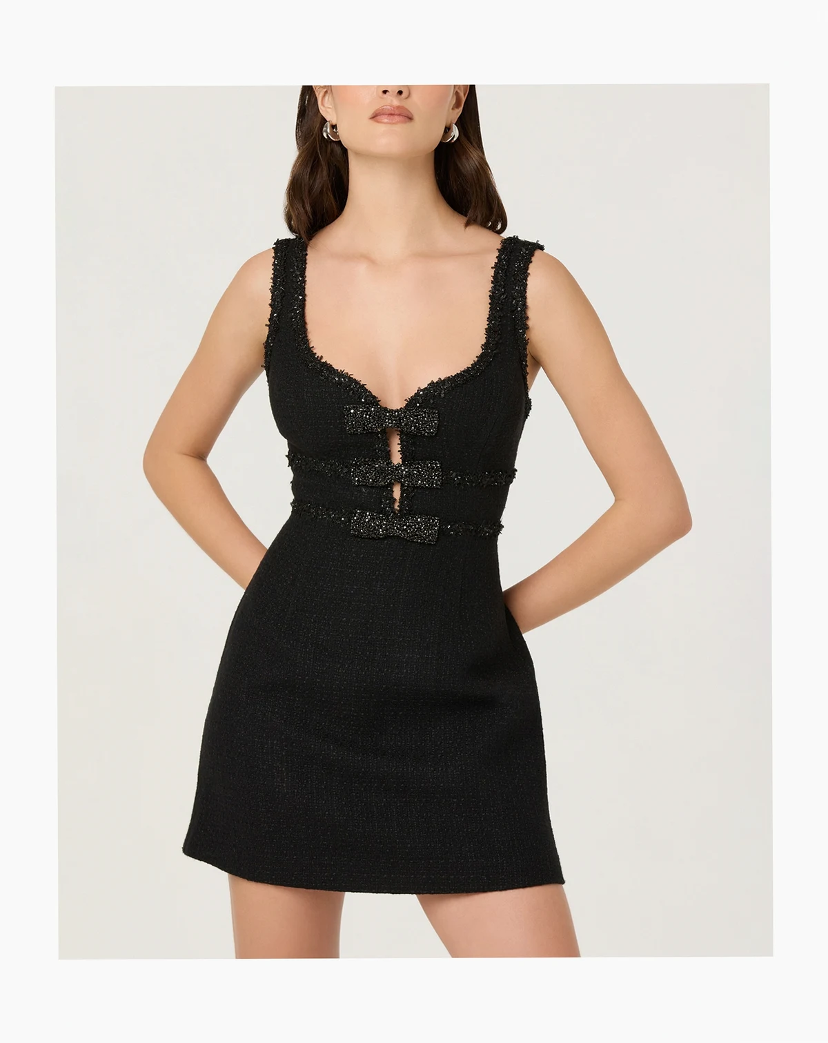 Women's Maira Tweed Scoop Neck A-Line Mini Dress