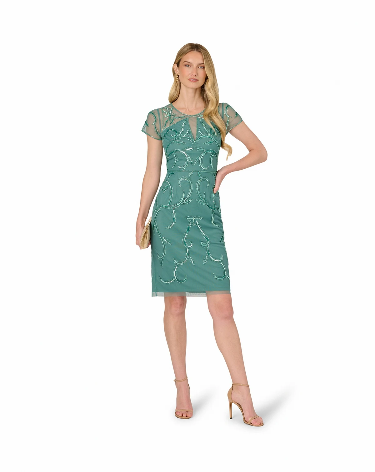 Women's Beaded Short-Sleeve Sheath Dress