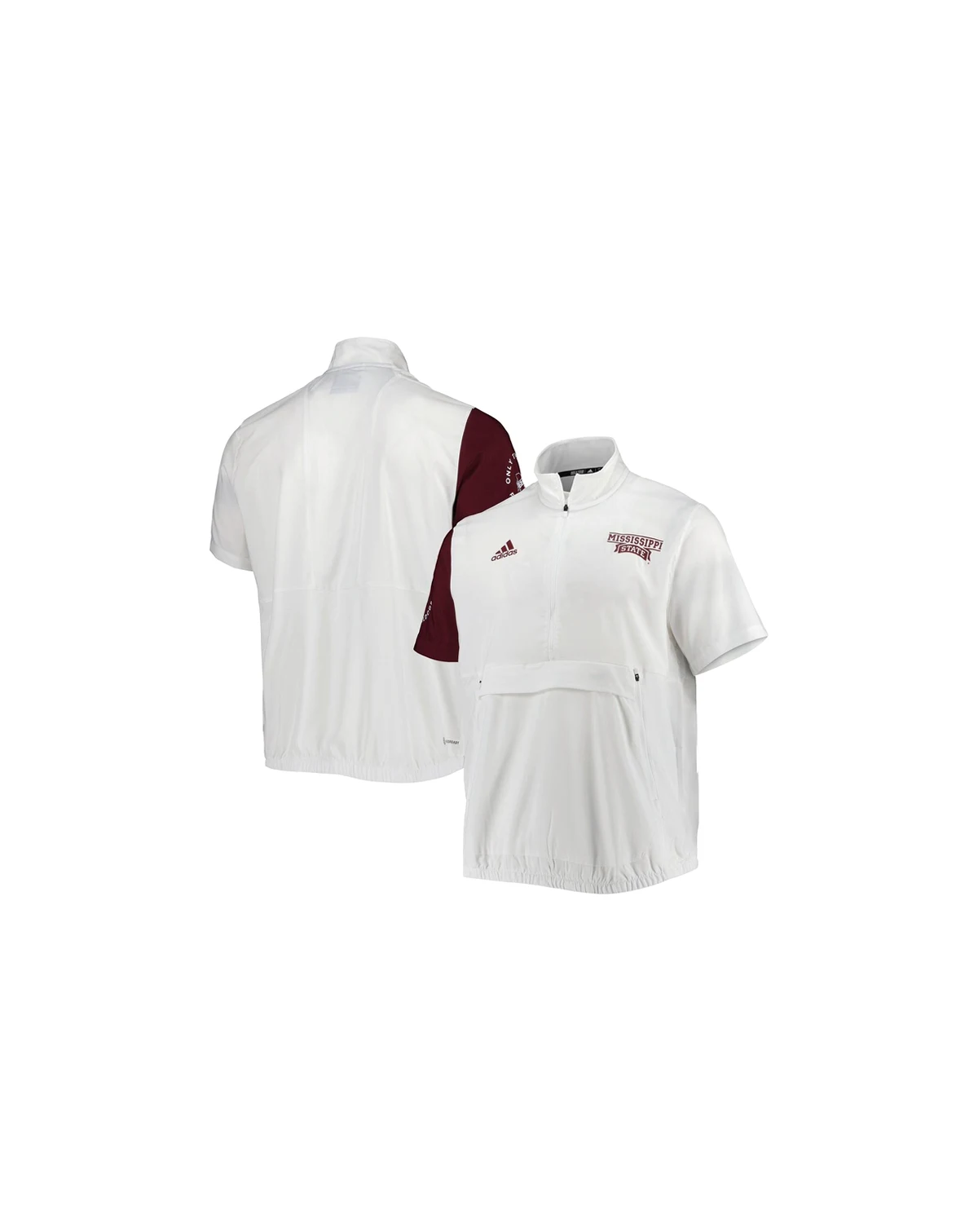 Men's White Mississippi State Bulldogs M STM AEROREADY Half-Zip Jacket