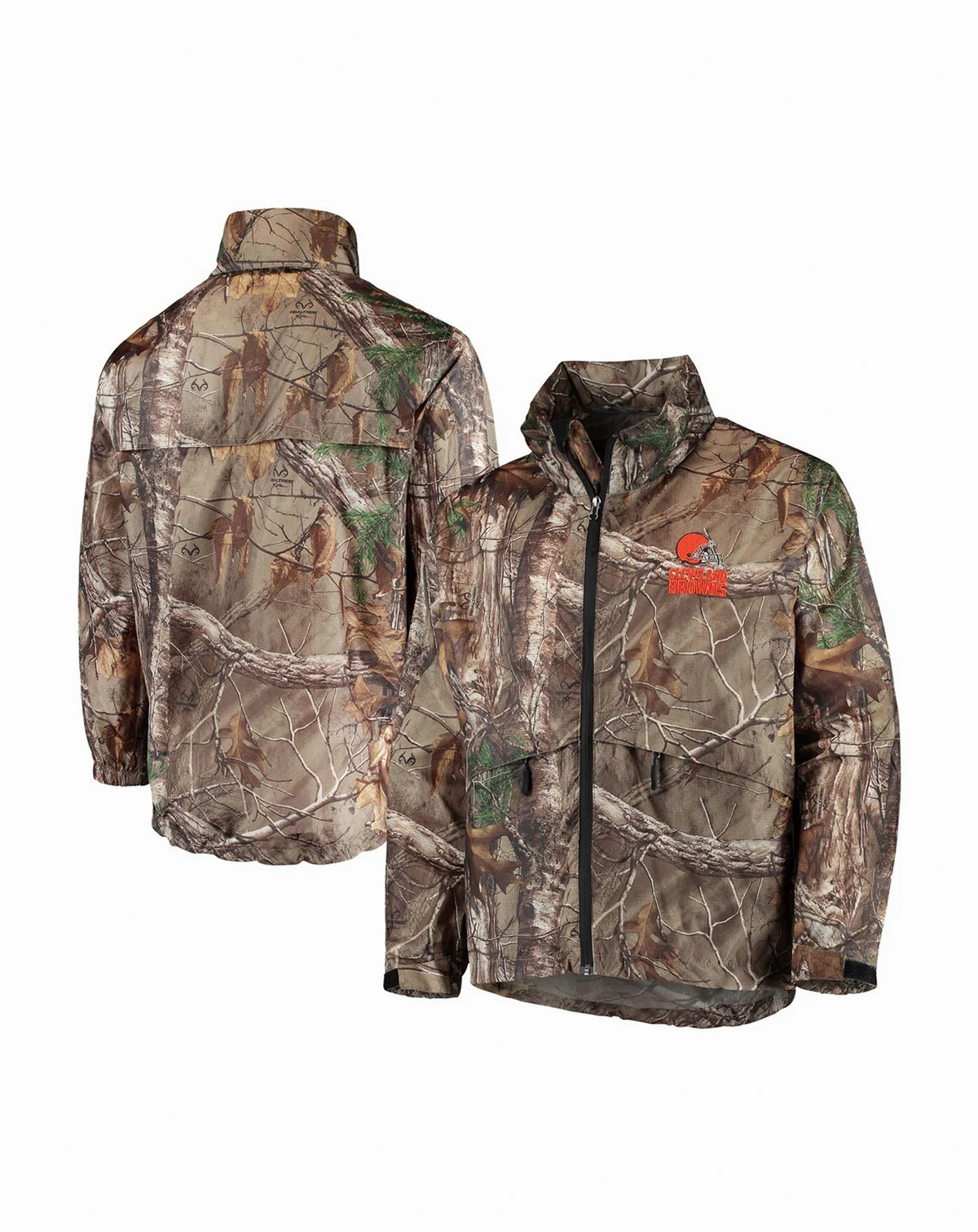 Men's Realtree Camo Cleveland Browns Sportsman Waterproof Packable Full-Zip Jacket
