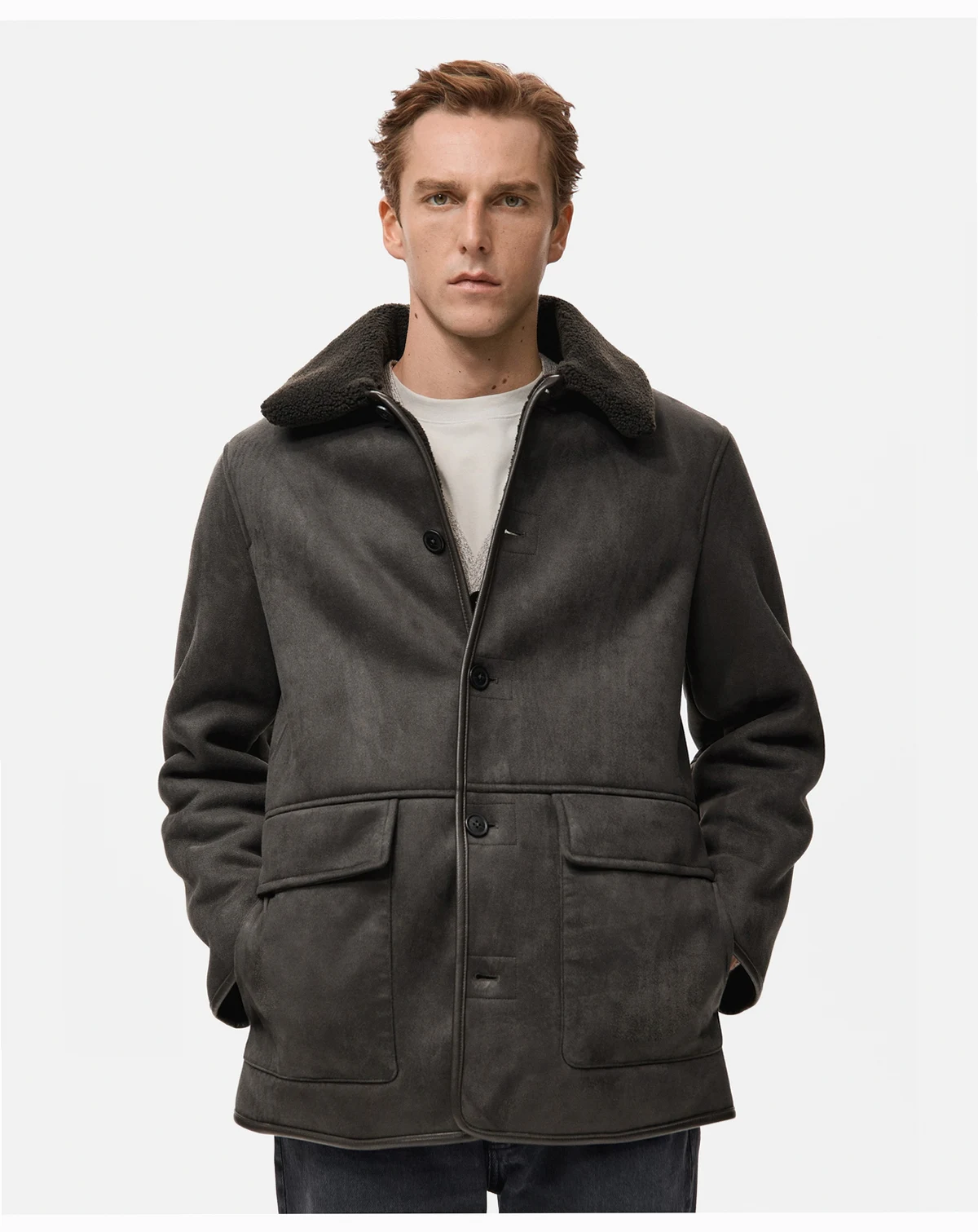 Men's Faux-Shearling Suede Jacket
