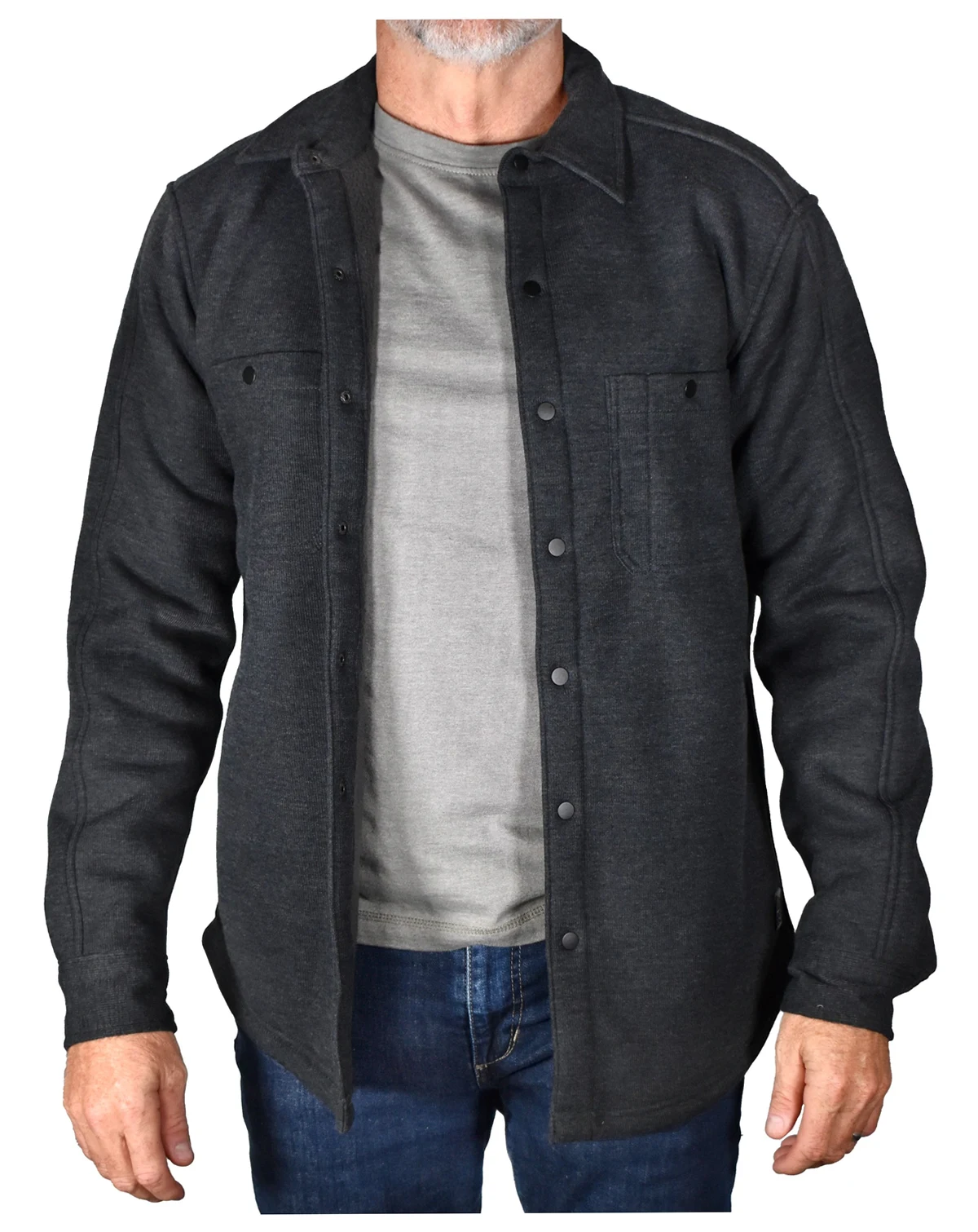 Men's Polar Fleece Lined Rib Shirt Jacket