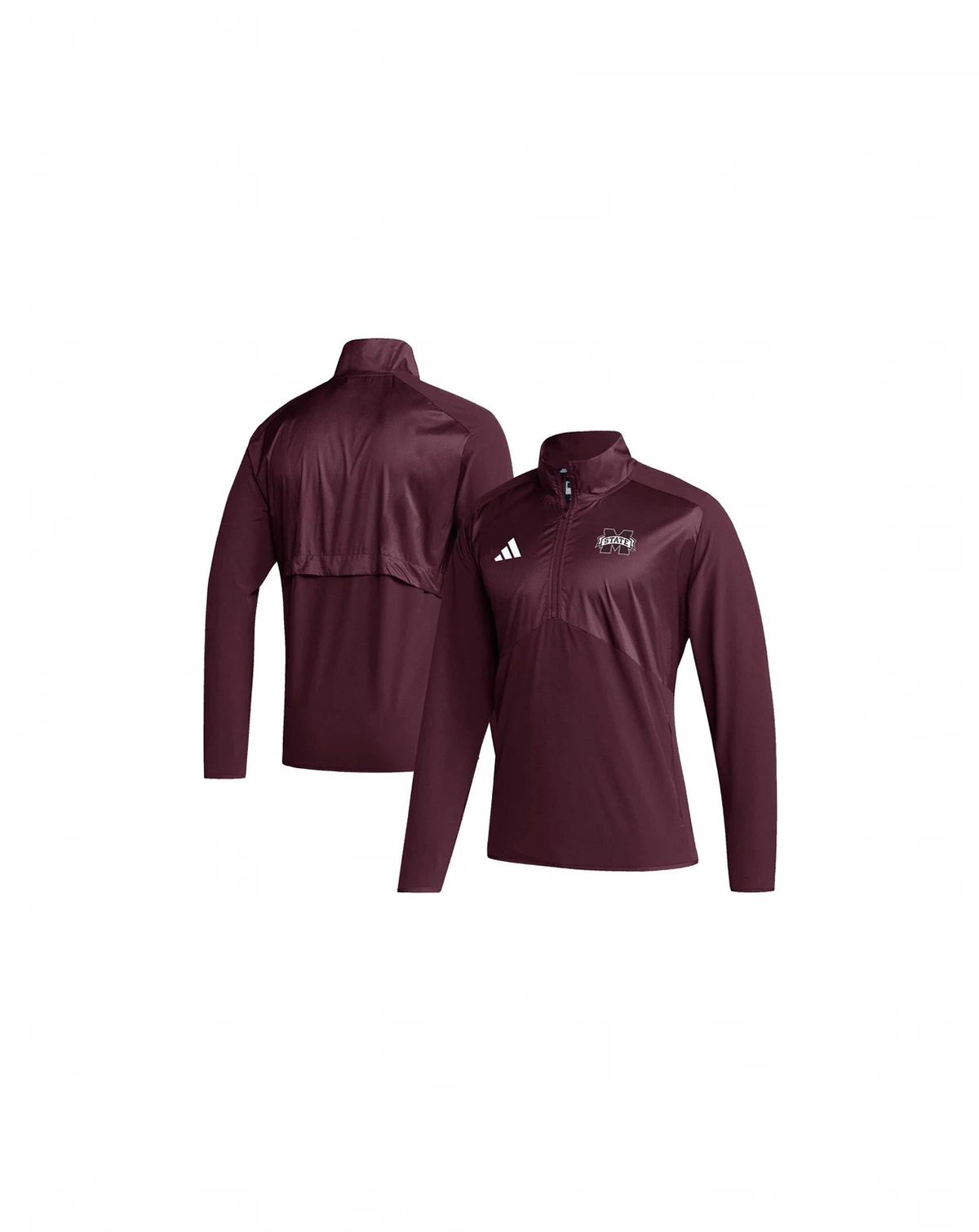 Men's Maroon Mississippi State Bulldogs Sideline AEROREADY Raglan Sleeve Quarter-Zip Jacket
