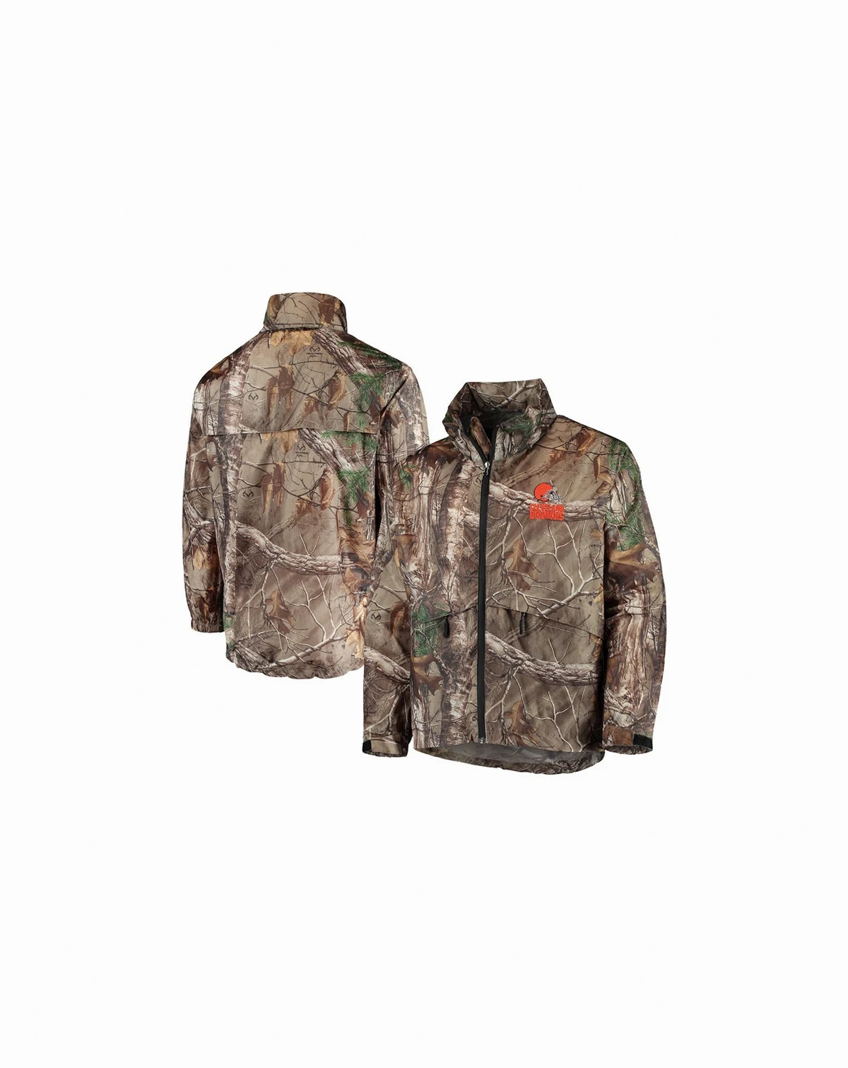 Men's Realtree Camo Cleveland Browns Circle Sportsman Waterproof Packable Full-Zip Jacket