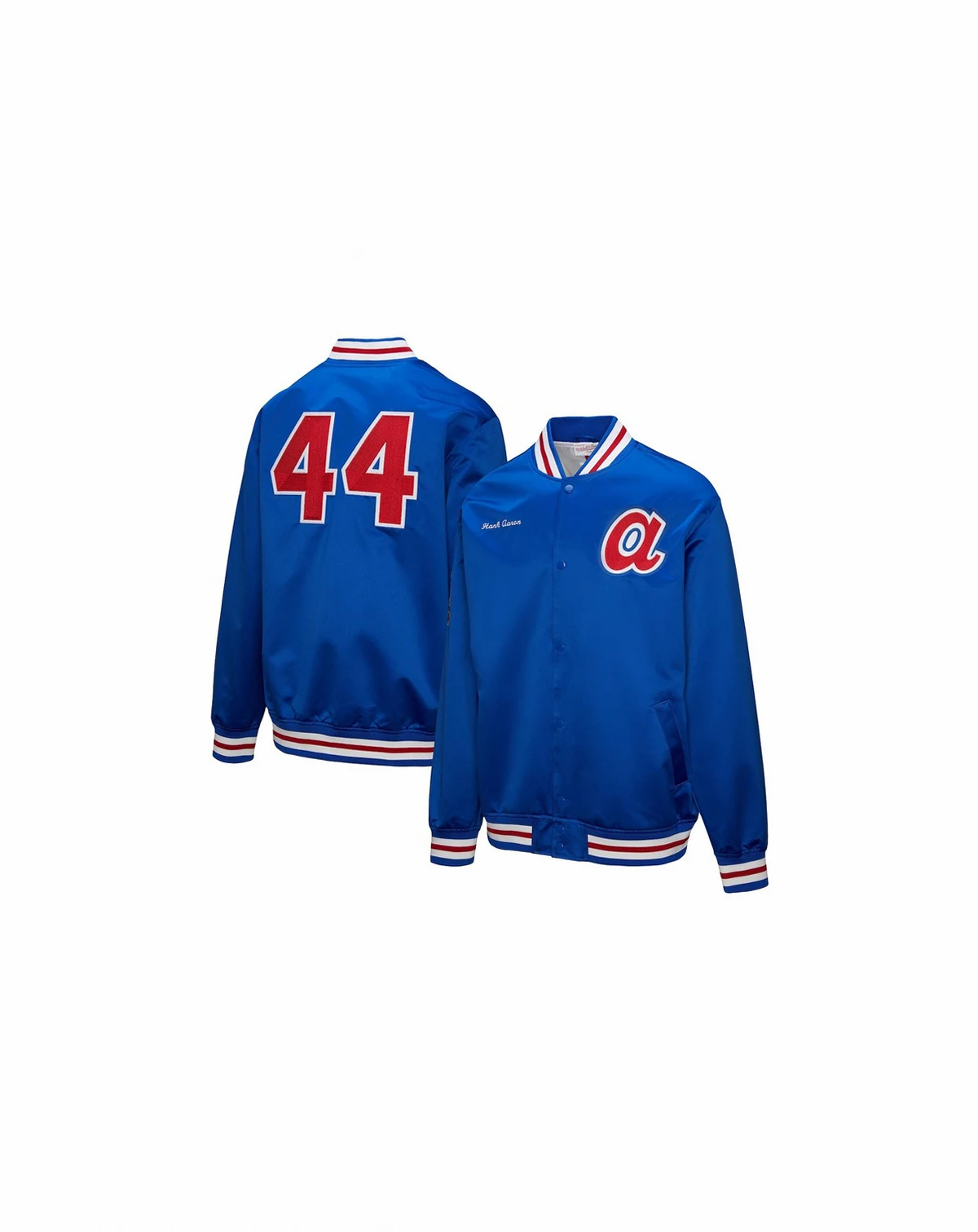 Men's Hank Aaron Royal Atlanta Braves Legends Collection Vintage Satin Full-Snap Jacket