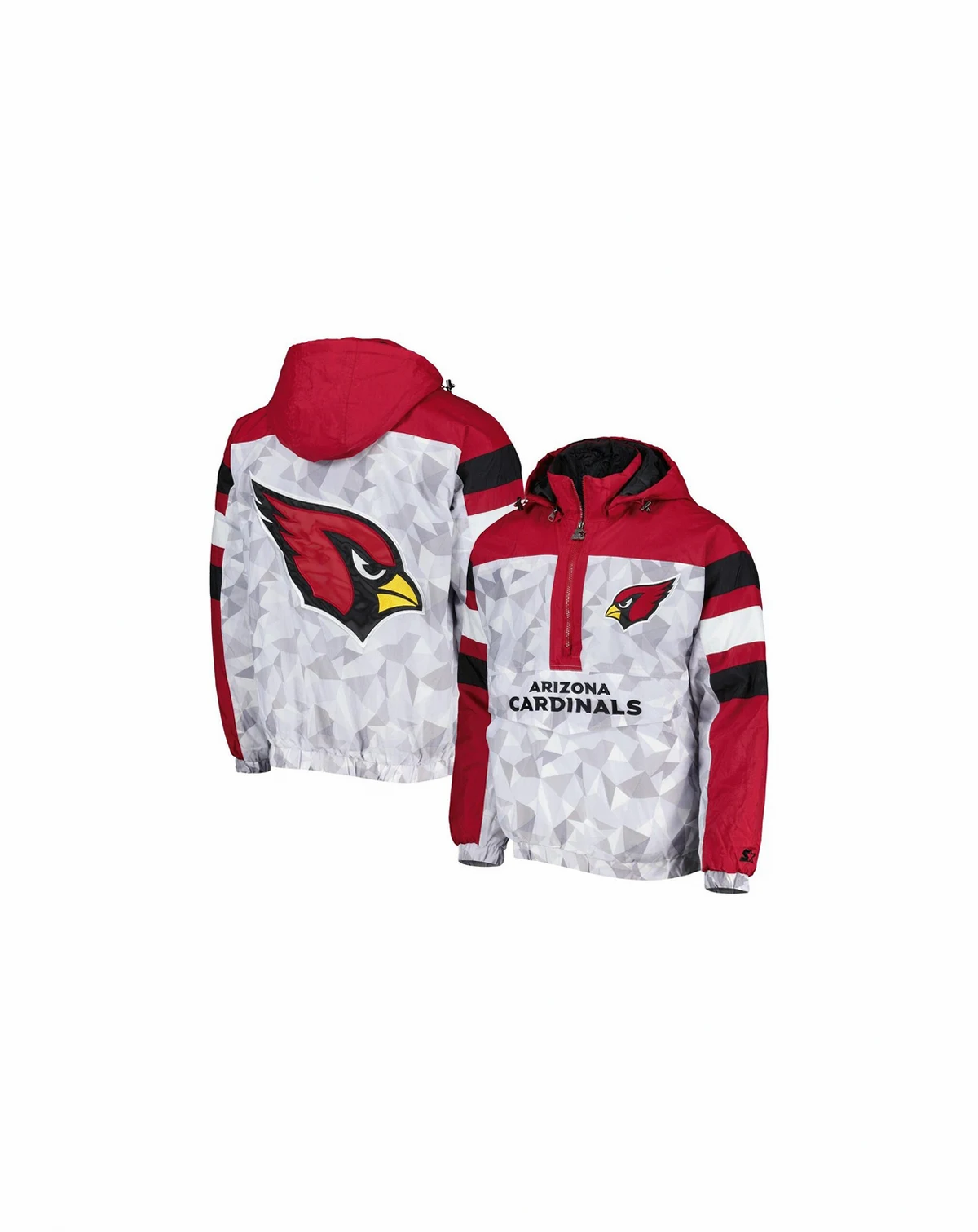 Men's White, Cardinal Arizona Cardinals Thursday Night Gridiron Raglan Half-Zip Hooded Jacket