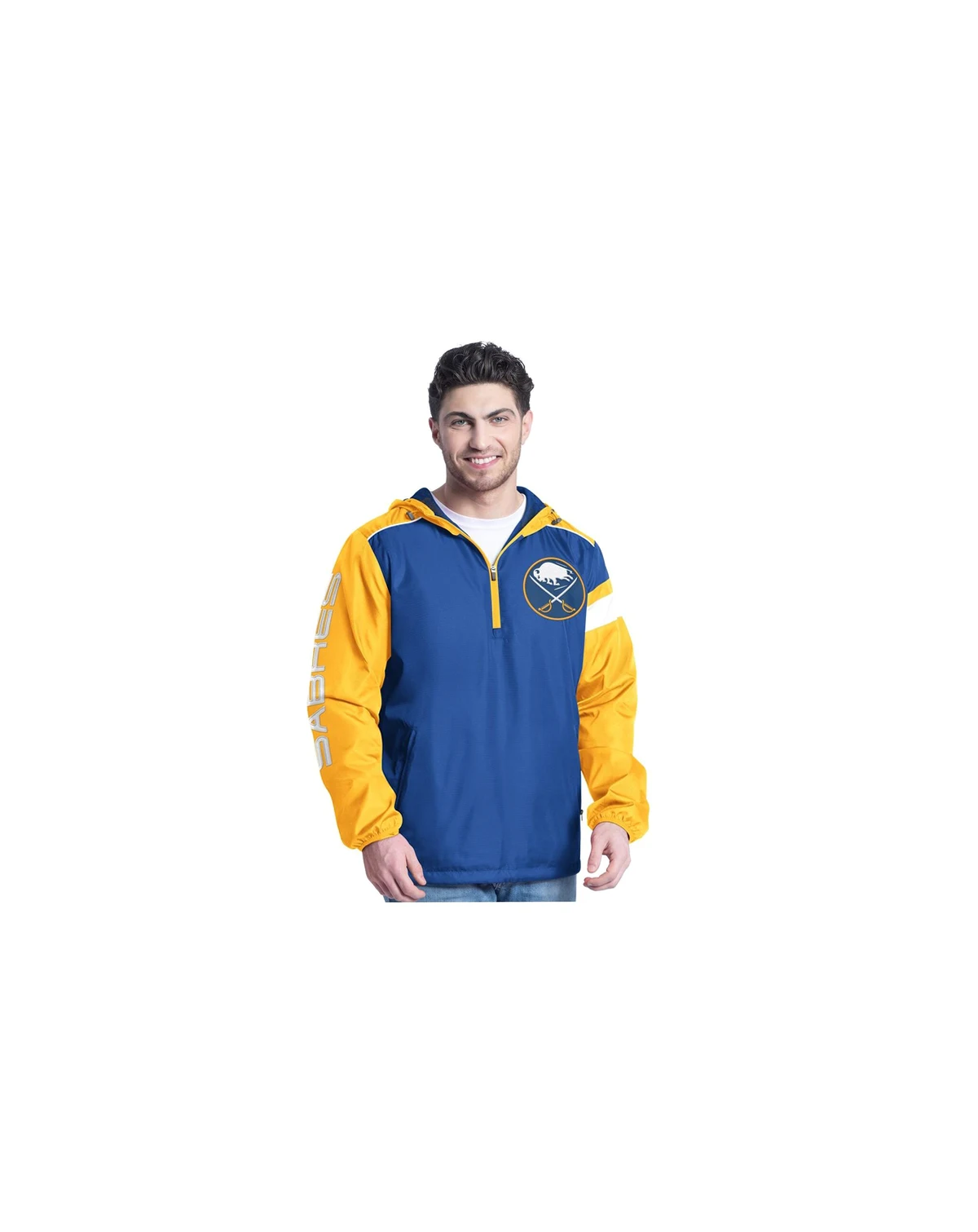 Men's Royal/Gold Buffalo Sabres Lateral Half-Zip Hoodie
