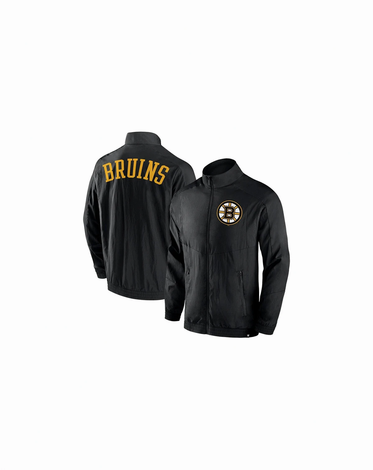 Men's Black Boston Bruins Step Up Crinkle Raglan Full-Zip Windbreaker Jacket