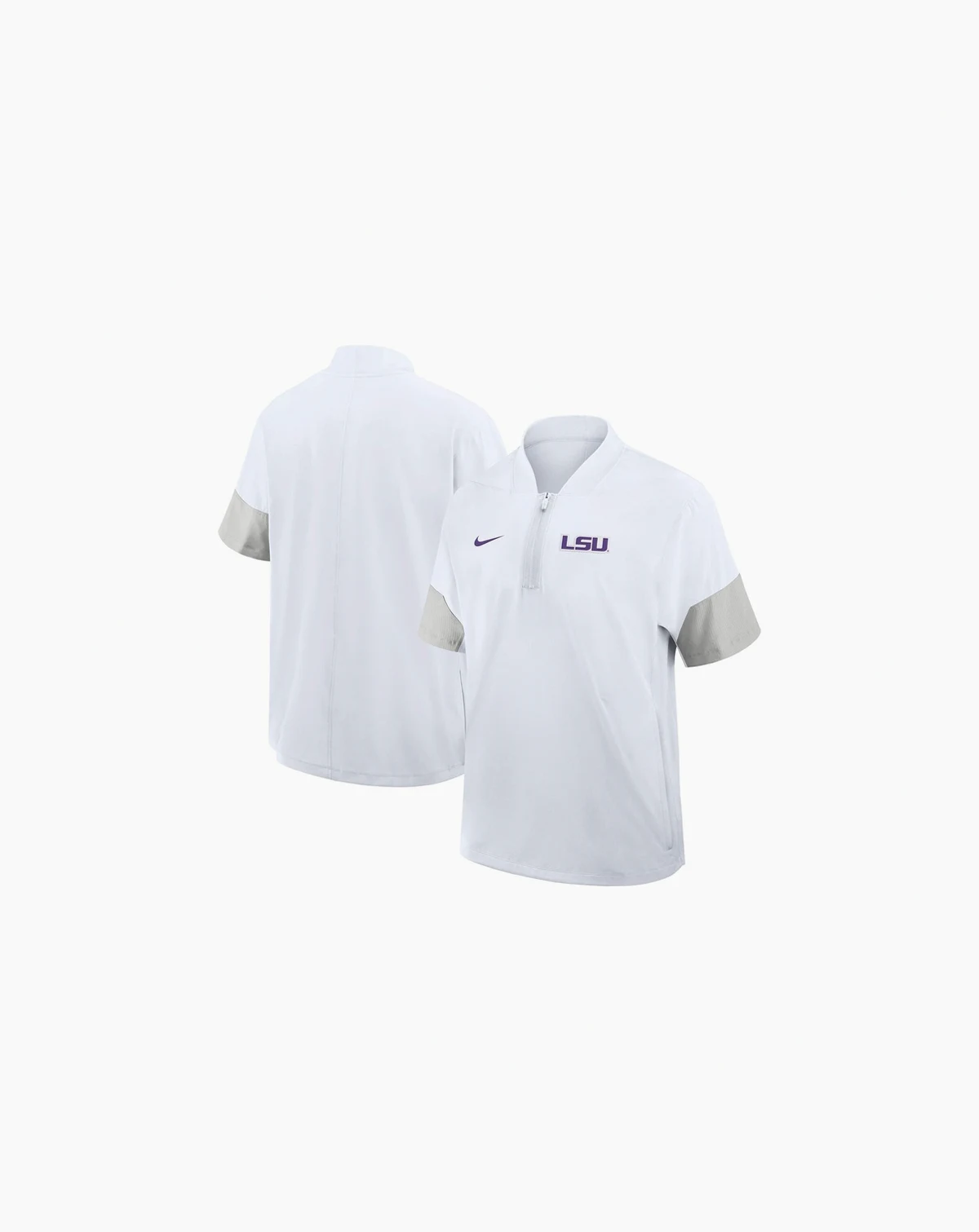 Men's White LSU Tigers 2025 Sideline Short Sleeve Quarter-Zip Coach Jacket