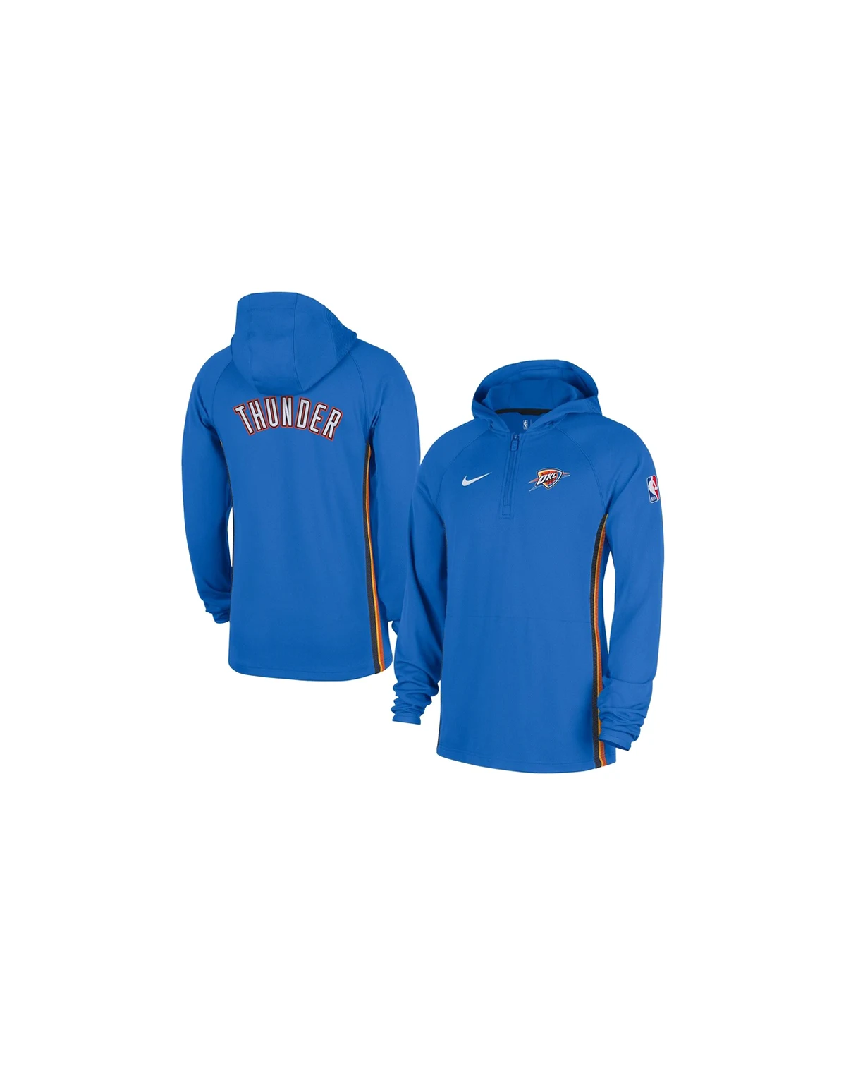 Men's Blue Oklahoma City Thunder Authentic On Court Zone Quarter-Zip Dri-FIT Hoodie Jacket