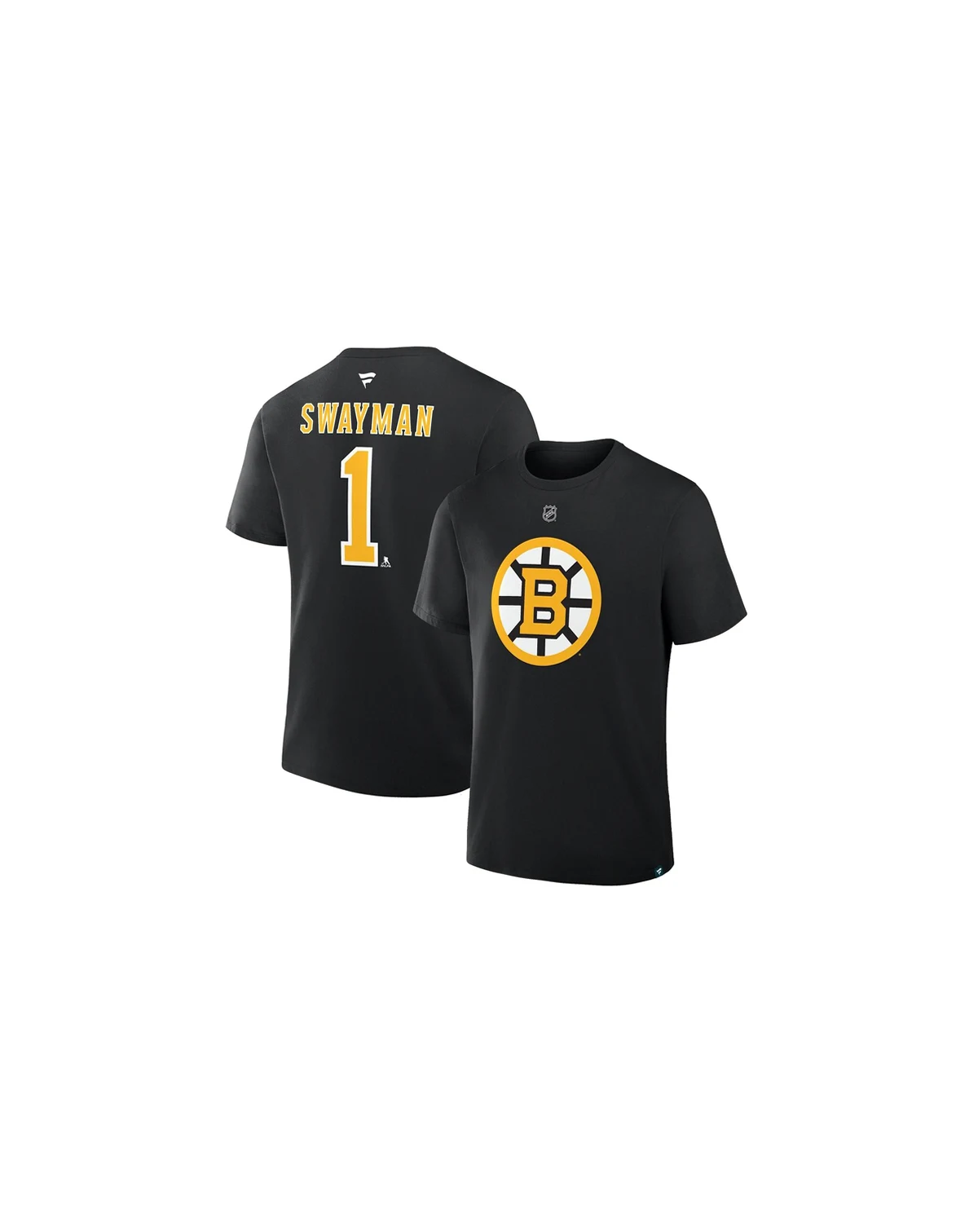 Men's Jeremy Swayman Black Boston Bruins Authentic Stack Name Number T-Shirt