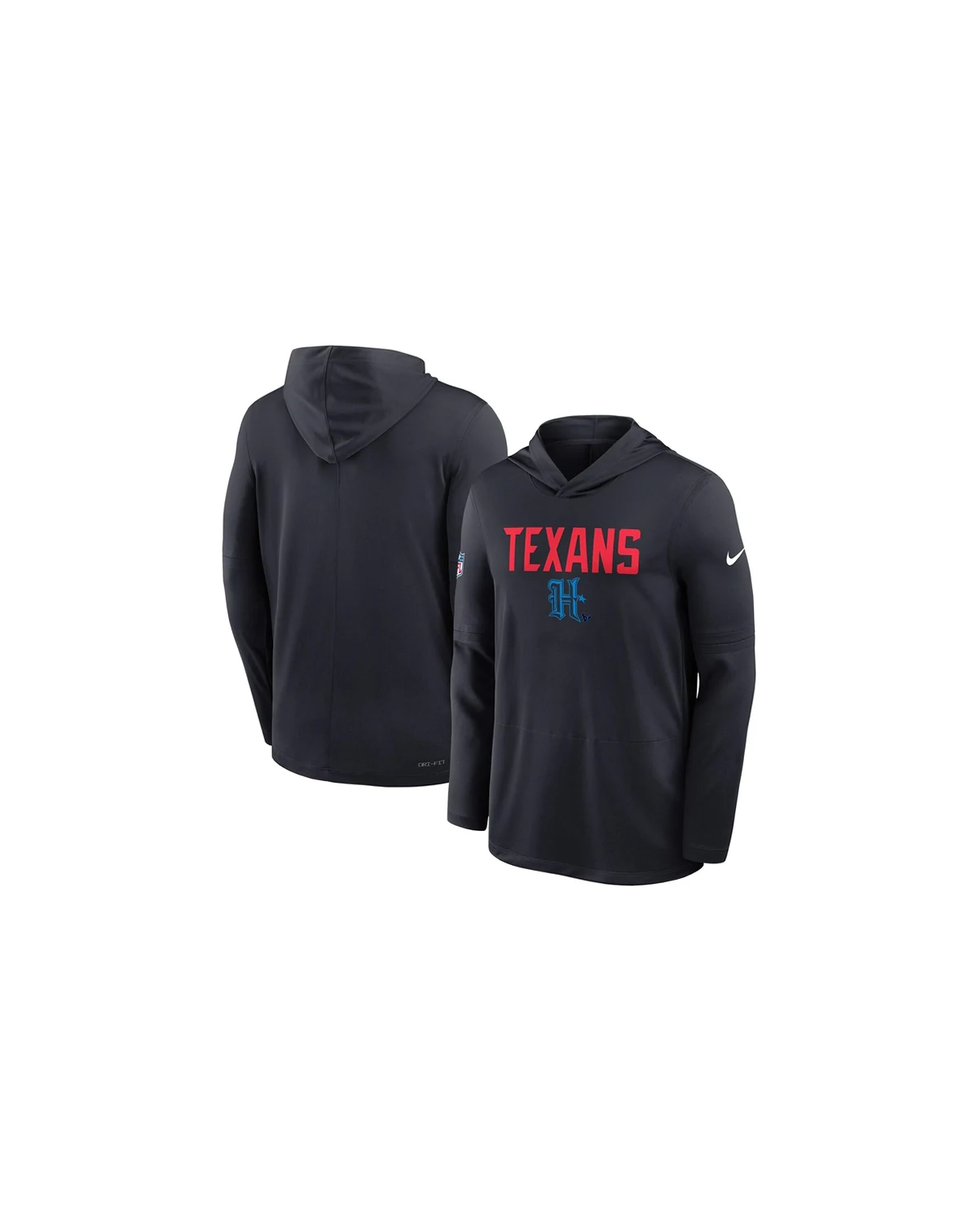 Men's Blue Houston Texans Alt Pack Pass Accuracy Performance Long Sleeve Hoodie T-Shirt
