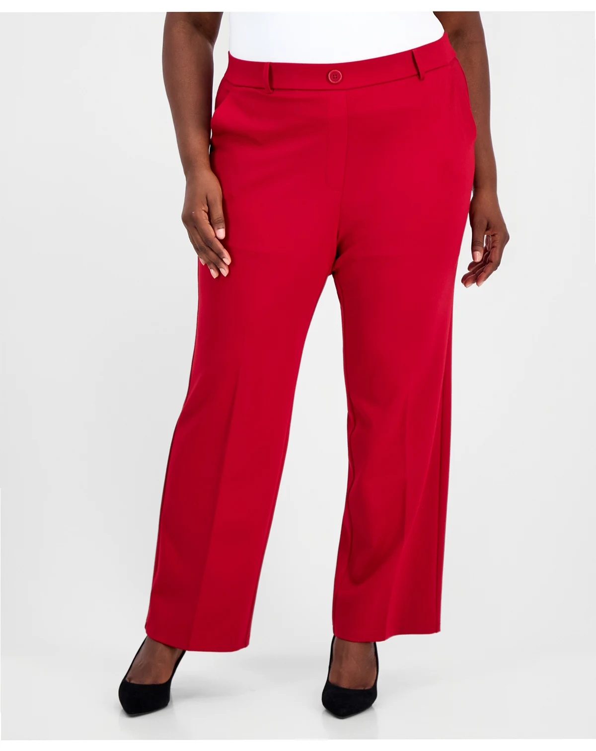 Plus Size High Rise Straight Leg Pants