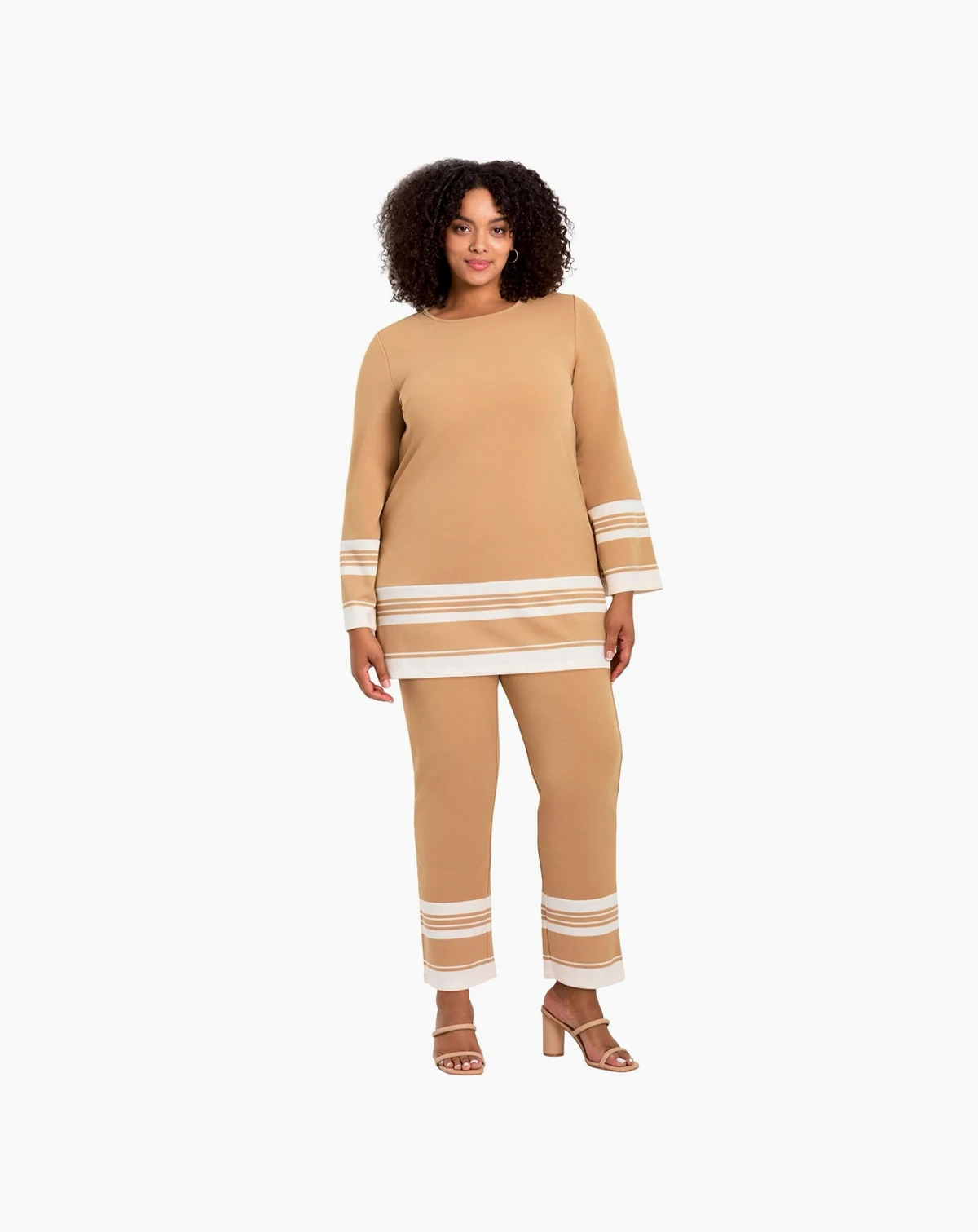 Women's Plus Size Border Stripe Straight Leg Pant
