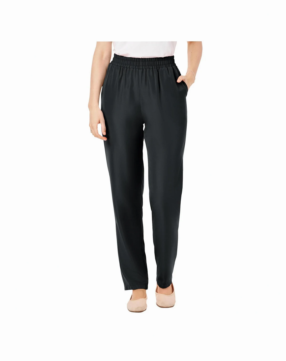 Plus Size Tall Woven Hassle-Free Pull-On Pants