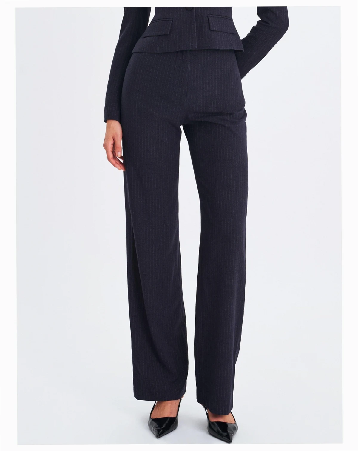 Women's Quinnie Navy Striped High-Waisted Straight Leg Pant