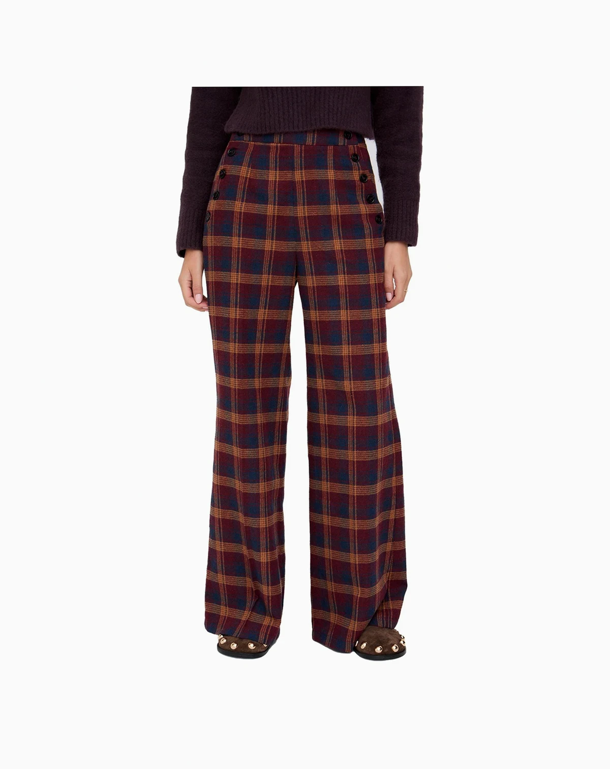 Women's Damson High Waisted Tartan Print Trouser