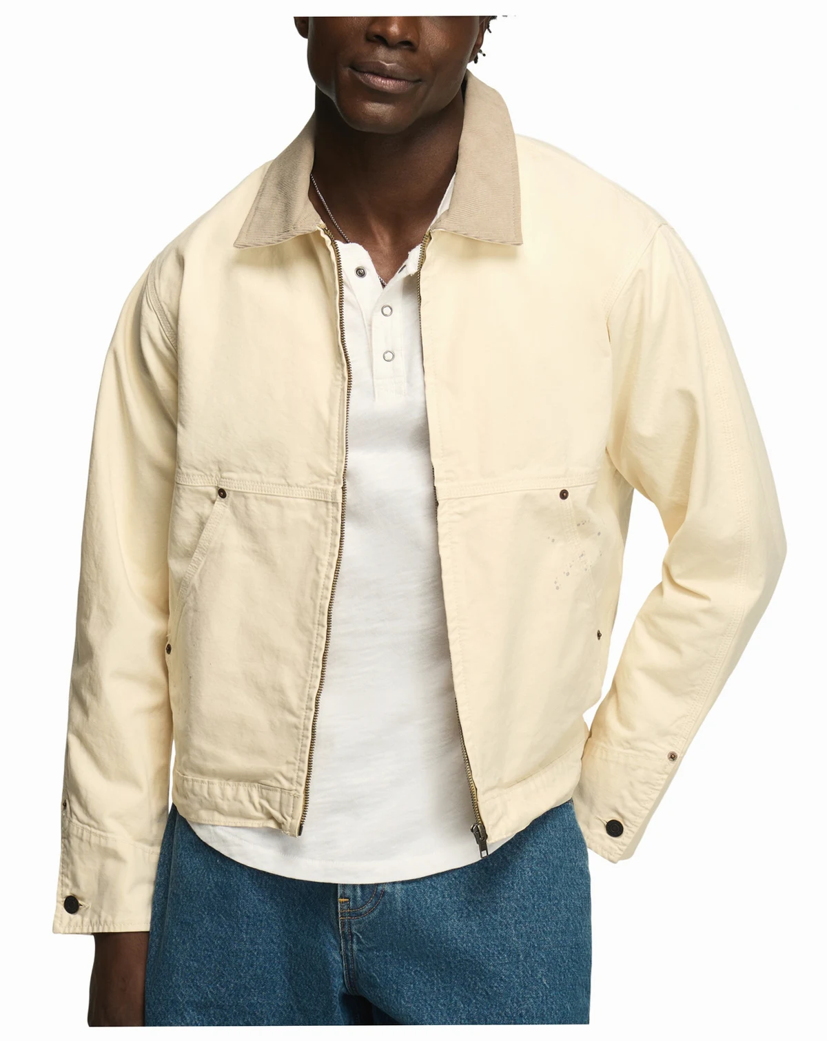 Men's Spread Collar Canvas Chore Jacket