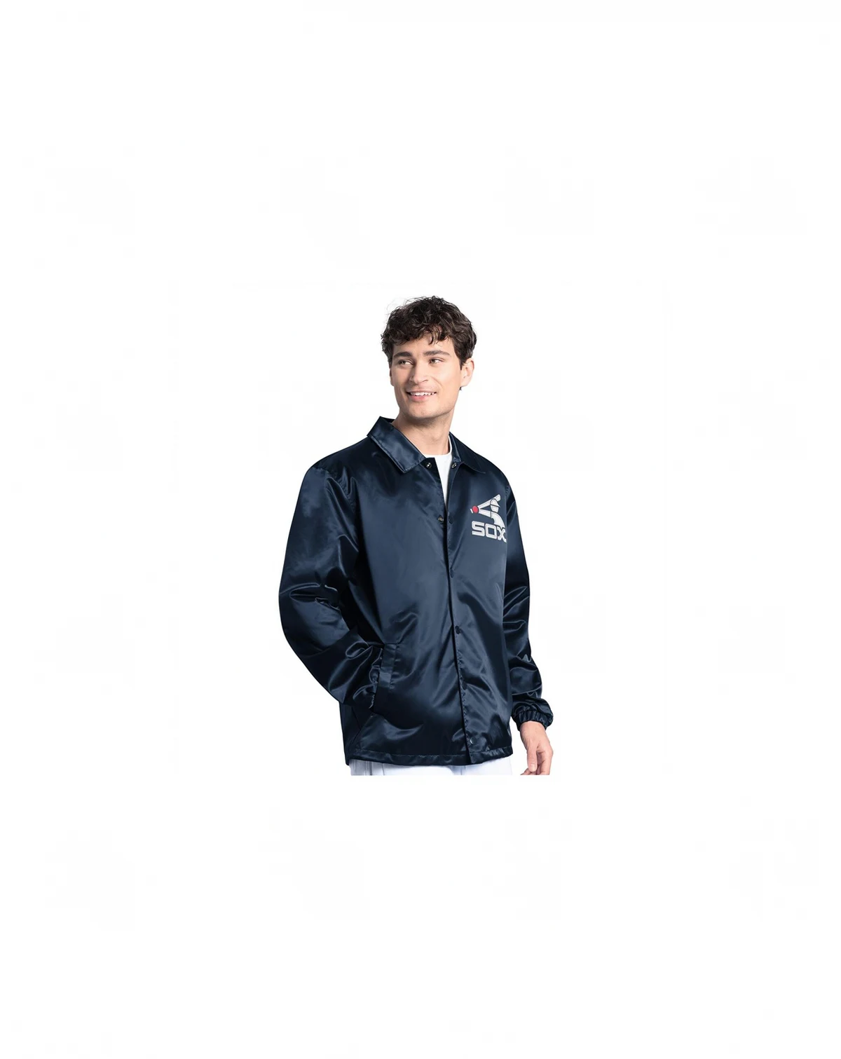 Men's Navy Chicago White Sox Cooperstown Collection Point Man Full-Snap Coaches Jacket