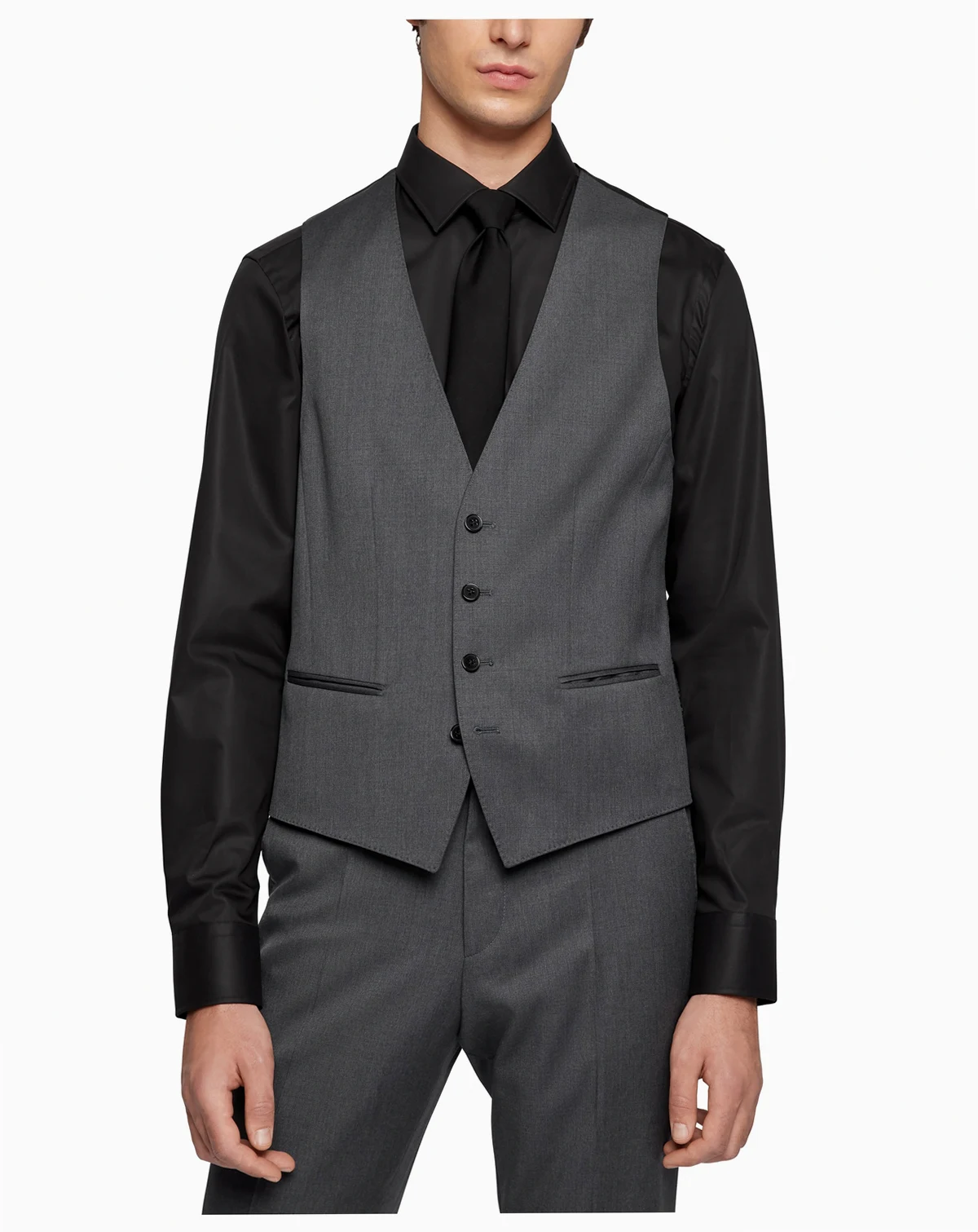 BOSS by Men's Virgin-Wool Serge Slim-Fit Vests