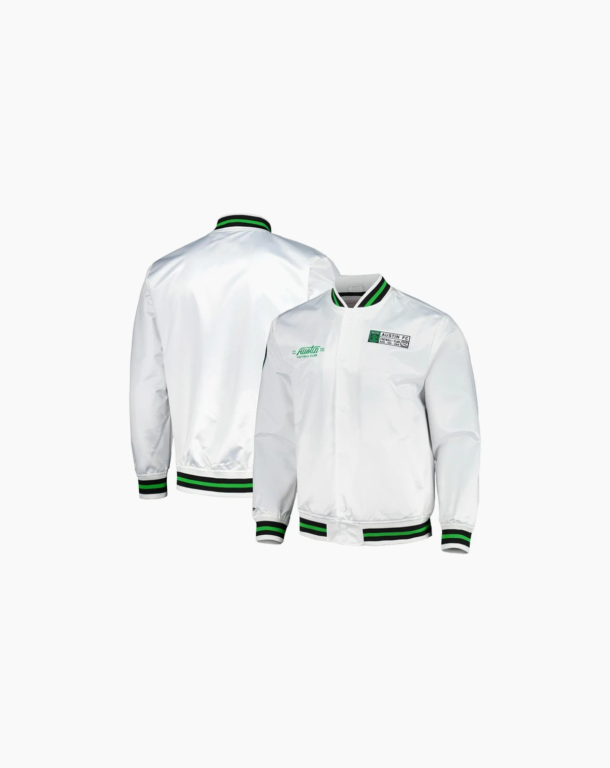 Men's White Austin FC City Full-Snap Satin Jacket