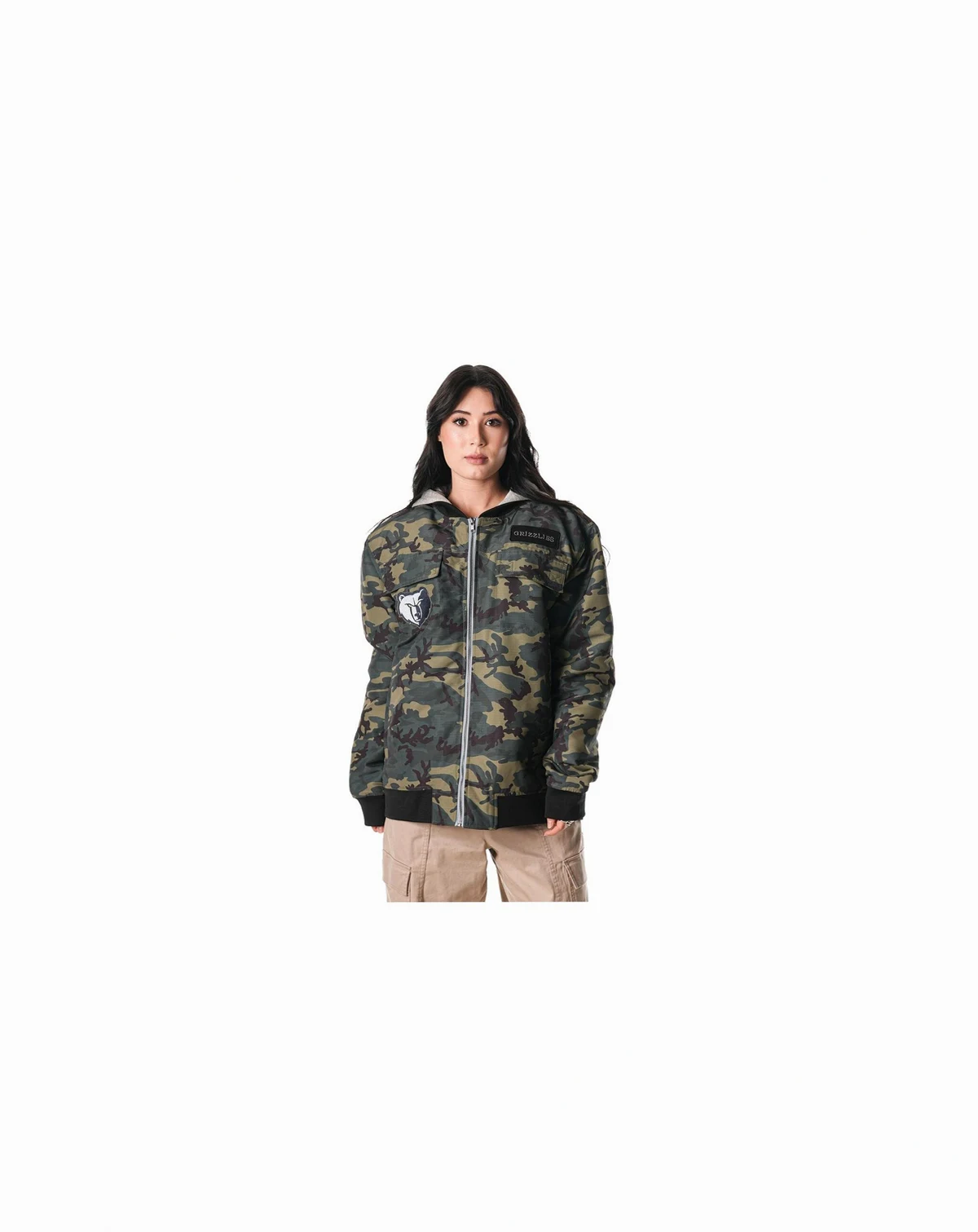 Men's and Women's Camo Memphis Grizzlies Full-Zip Hoodie Bomber Jacket