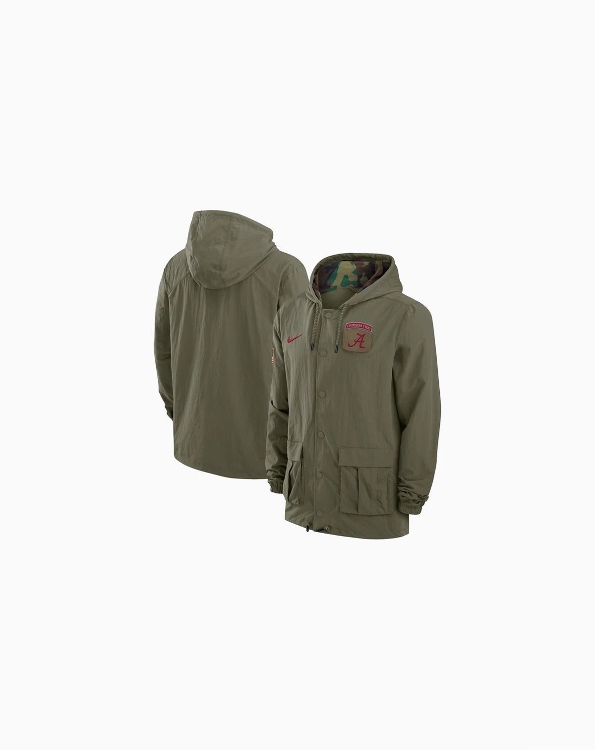 Men's Olive Alabama Crimson Tide 2024 Military Appreciation Full-Snap Hoodie Military Jacket